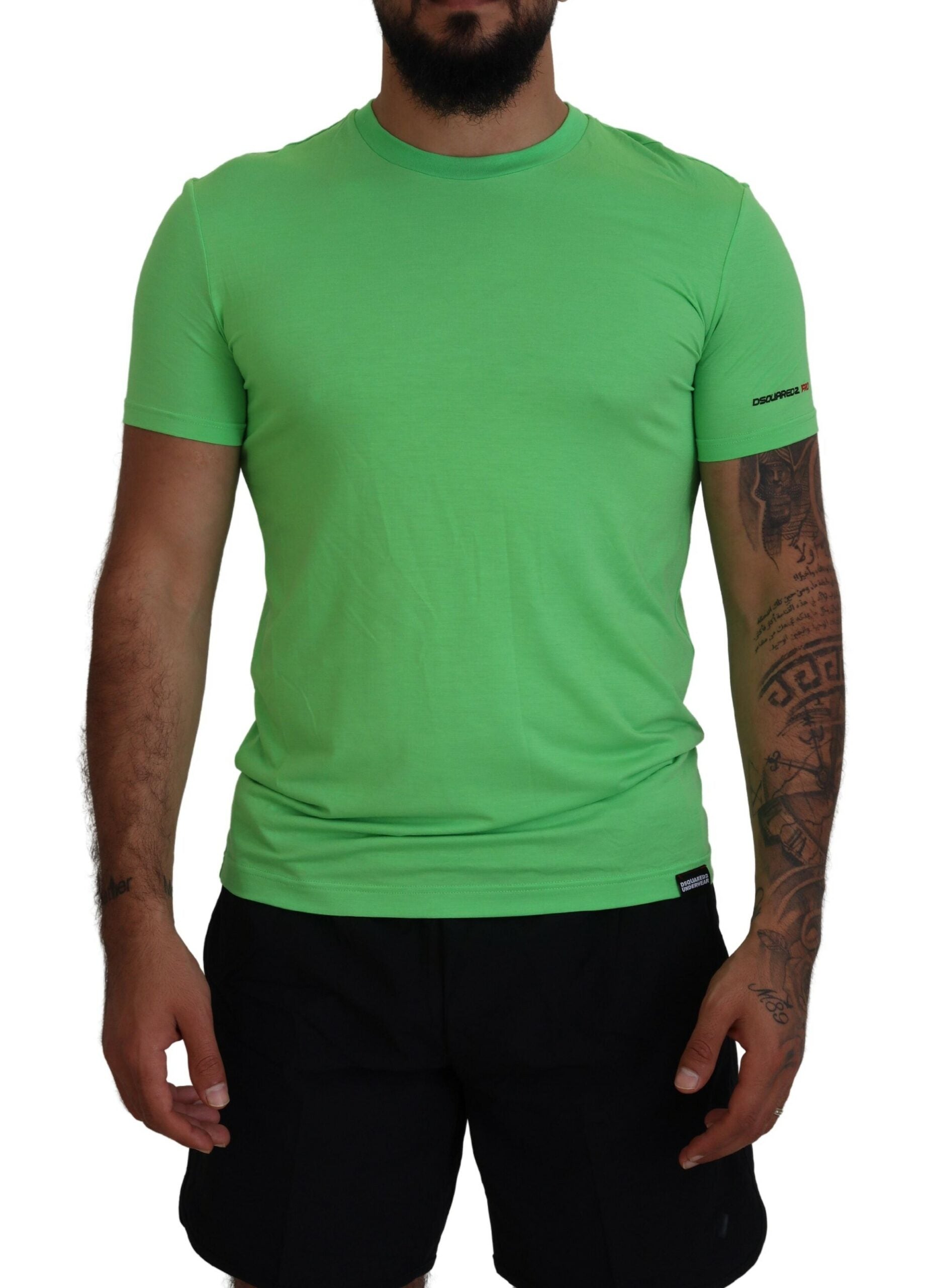 Green Modal Short Sleeves Crewneck T-shirt - ventzia