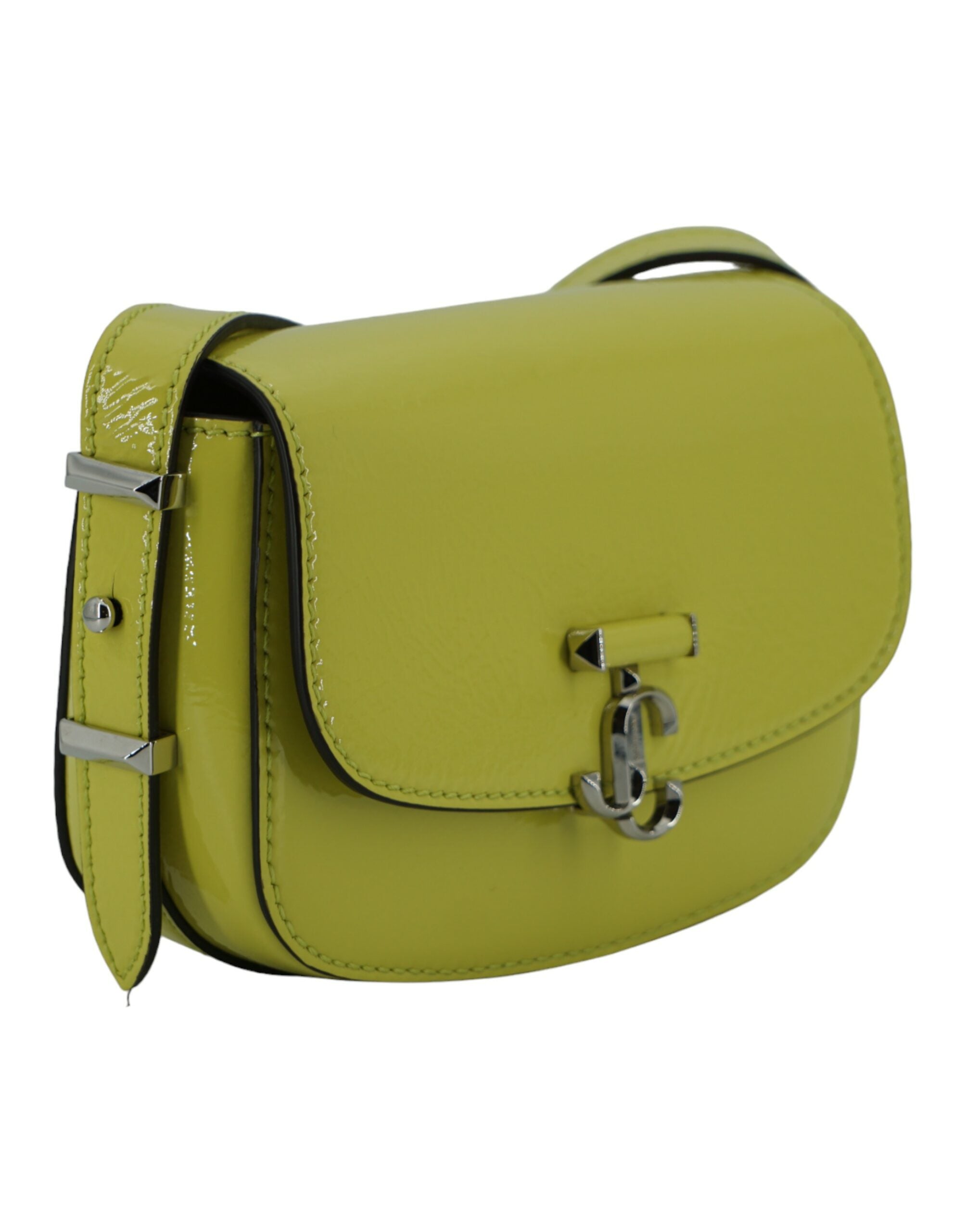 Lime Yellow Leather Small Shoulder Bag - ventzia