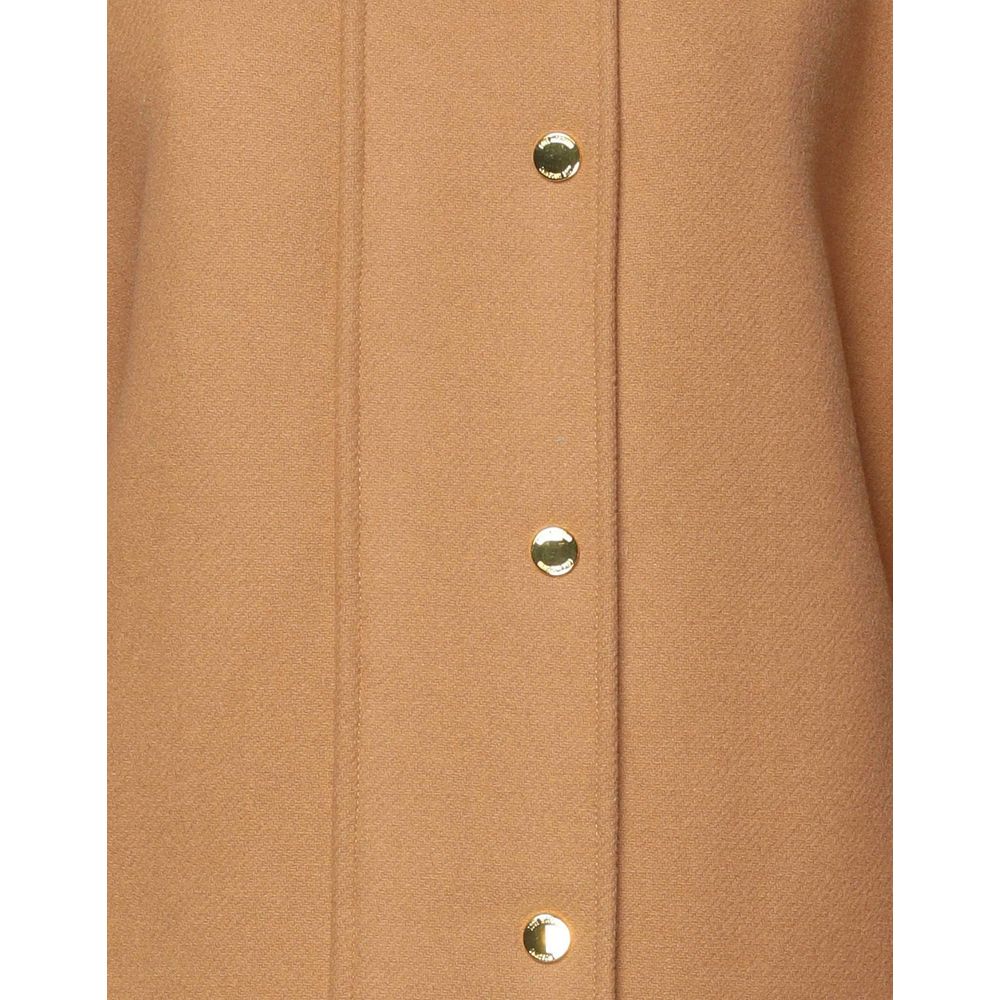 Brown Wool Women Coat - ventzia