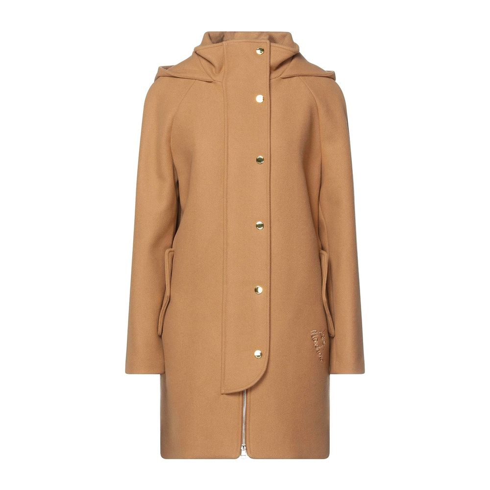 Brown Wool Women Coat - ventzia