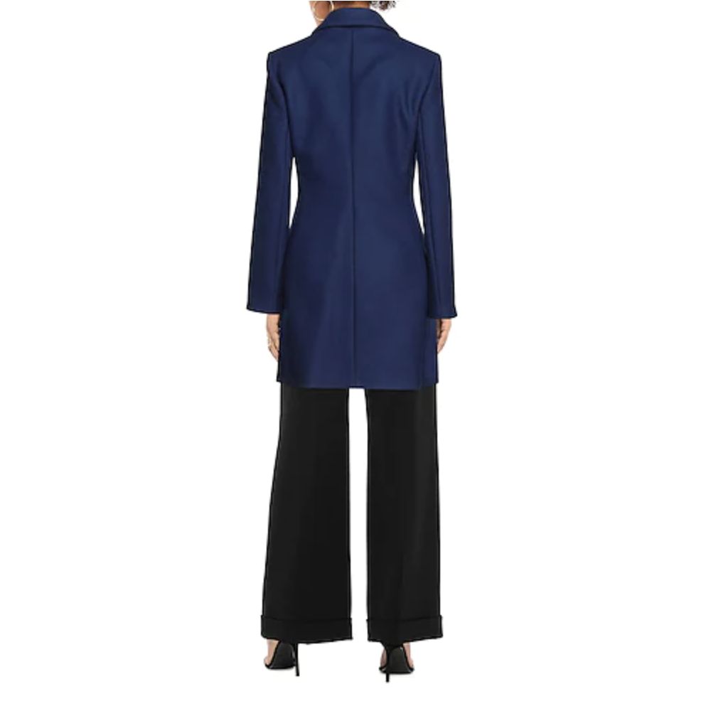 Blue Wool Women Coat - ventzia