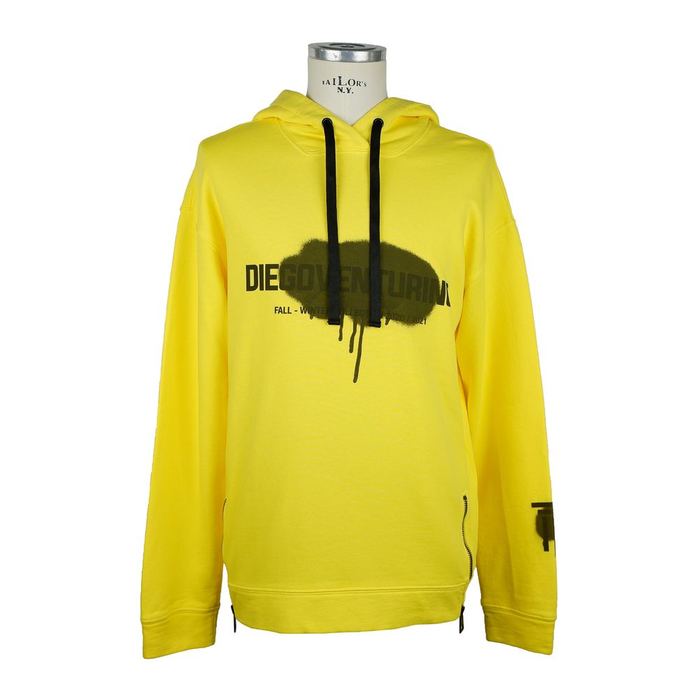 Yellow Cotton Men's Hooded Sweater - ventzia