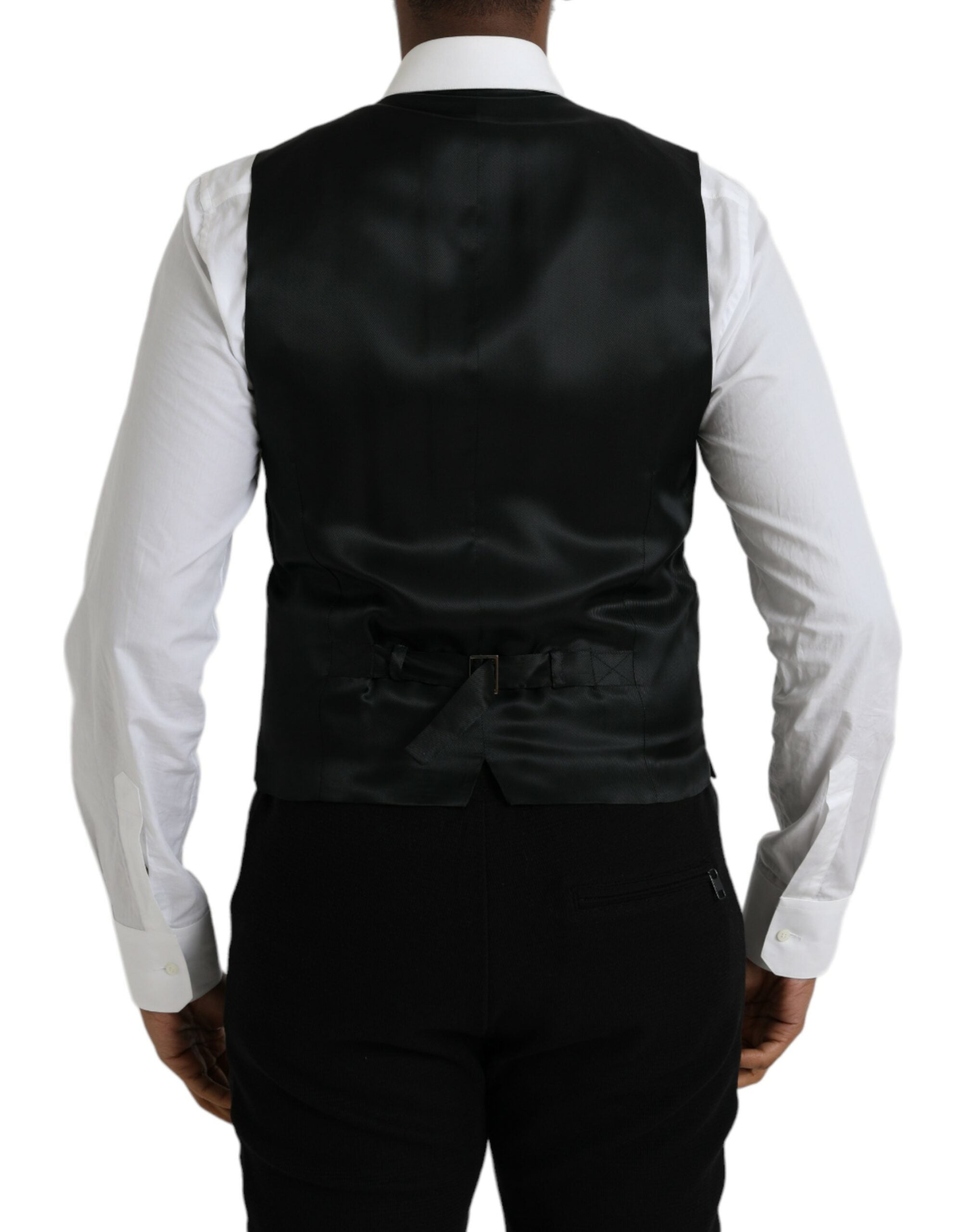 Black Wool Formal Dress Waistcoat Vest - ventzia