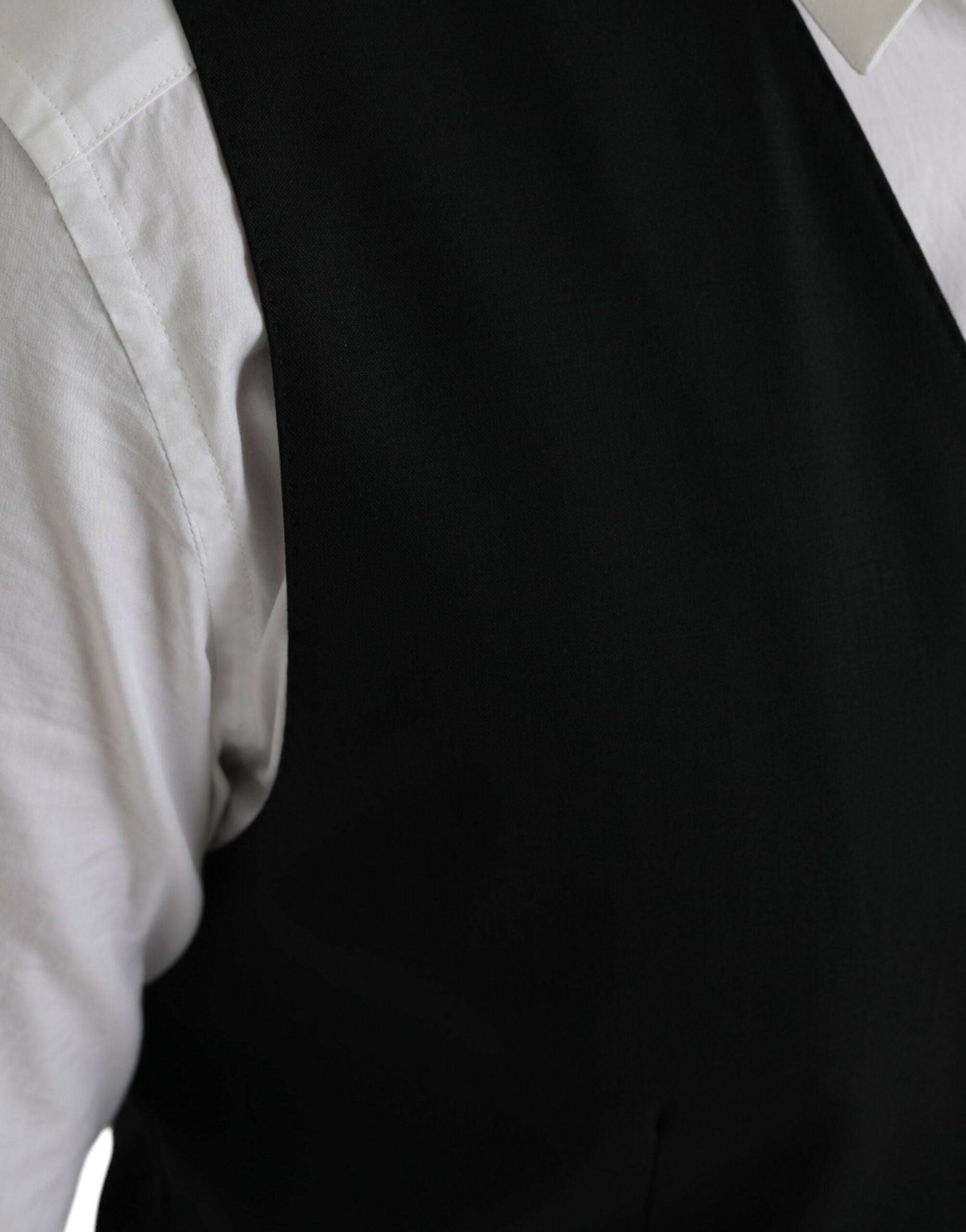 Black Wool Formal Dress Waistcoat Vest - ventzia