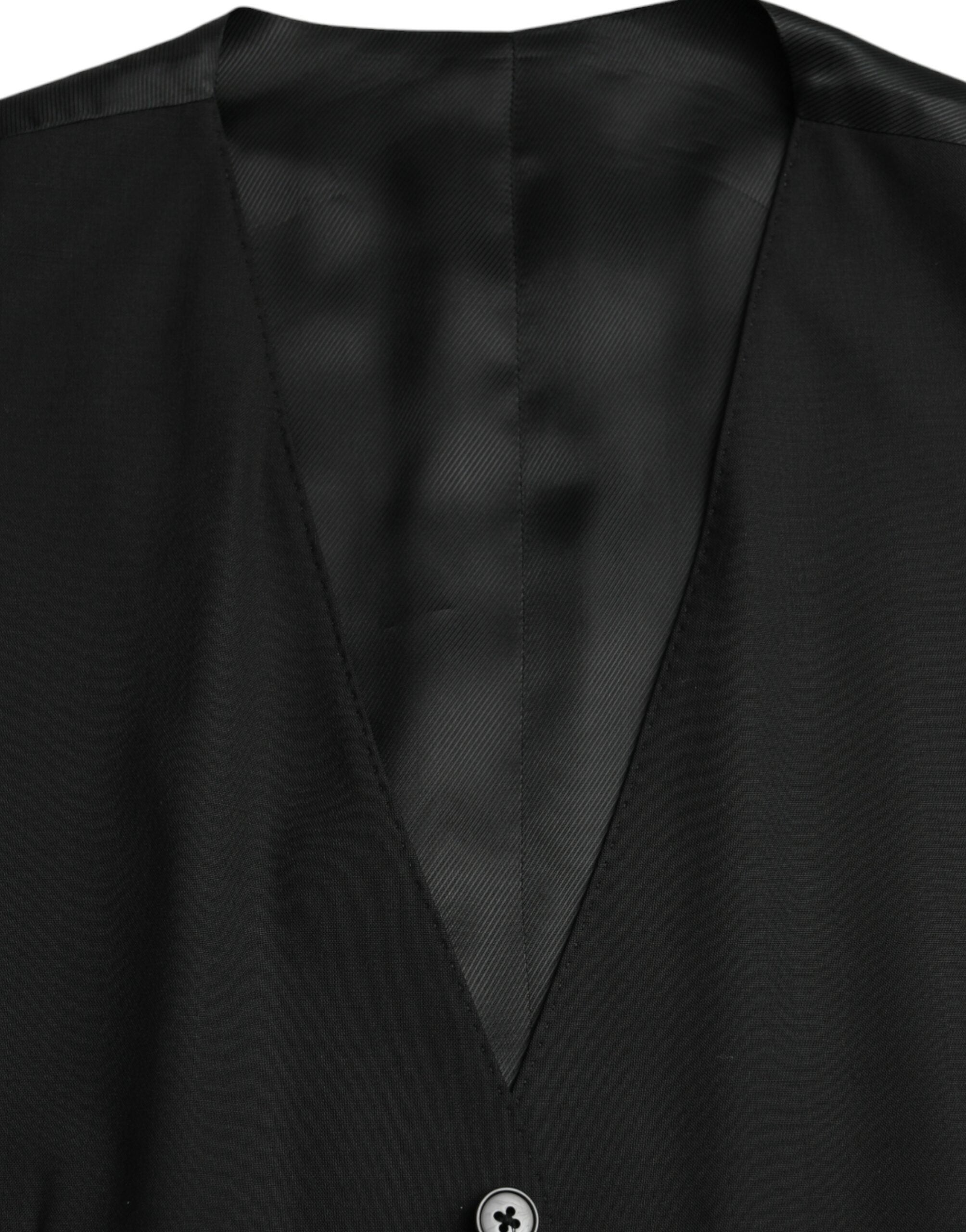 Black Wool Formal Dress Waistcoat Vest - ventzia