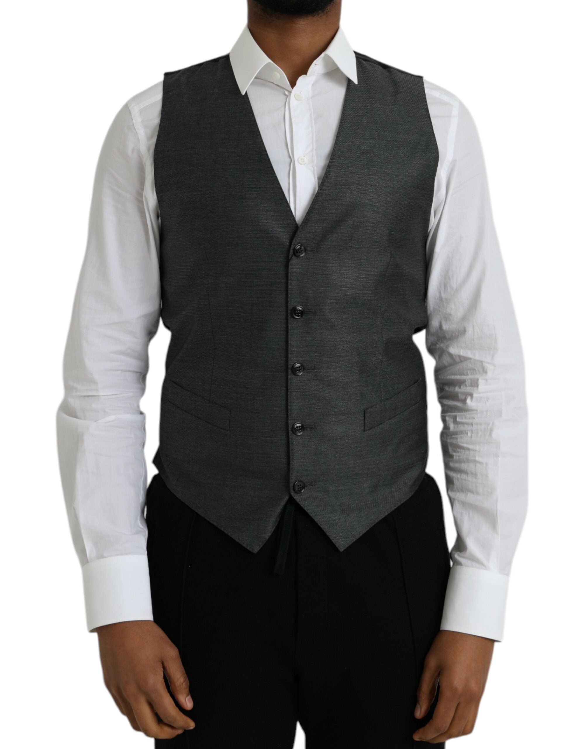 Gray Wool Formal Dress Waistcoat Vest - ventzia
