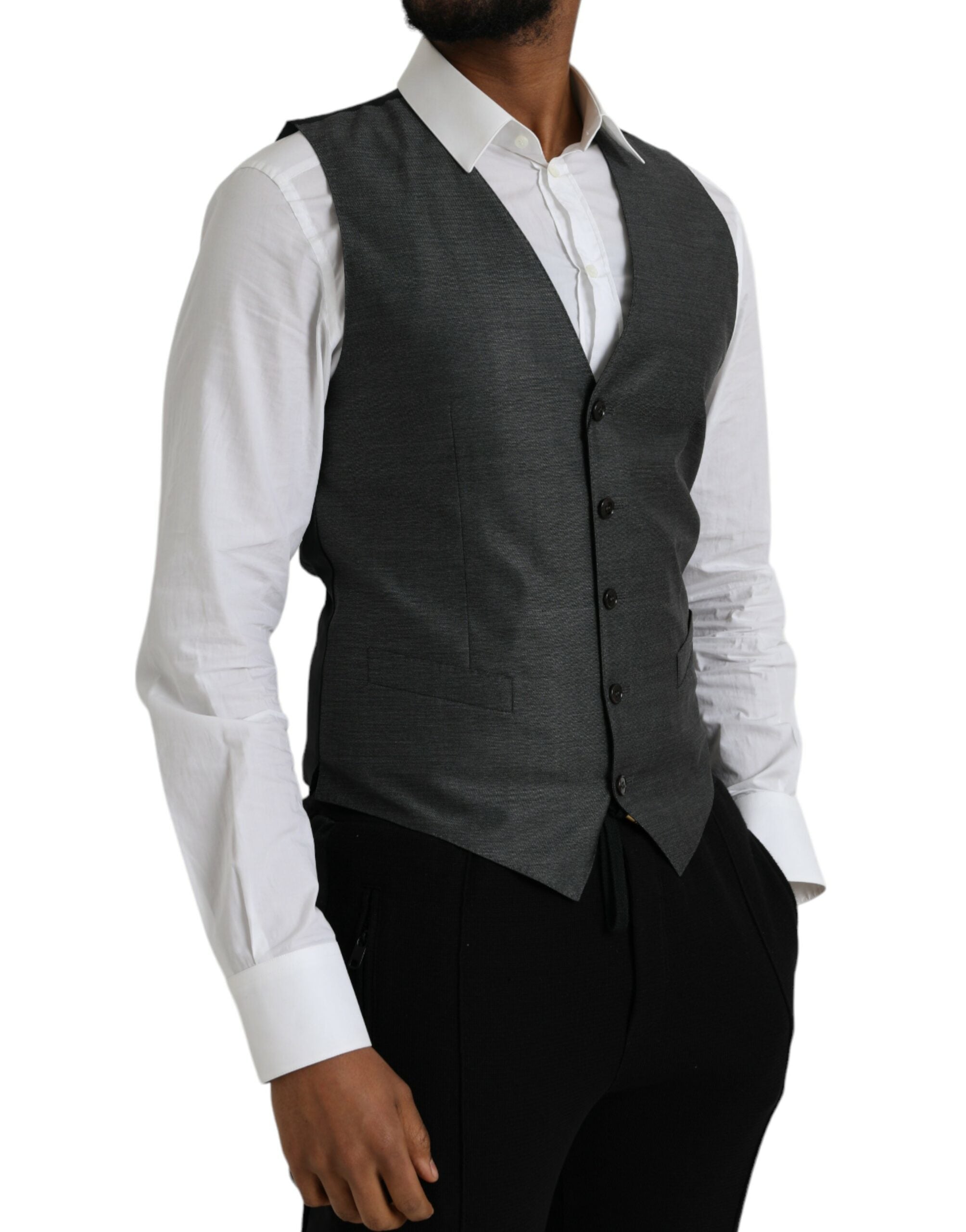 Gray Wool Formal Dress Waistcoat Vest - ventzia