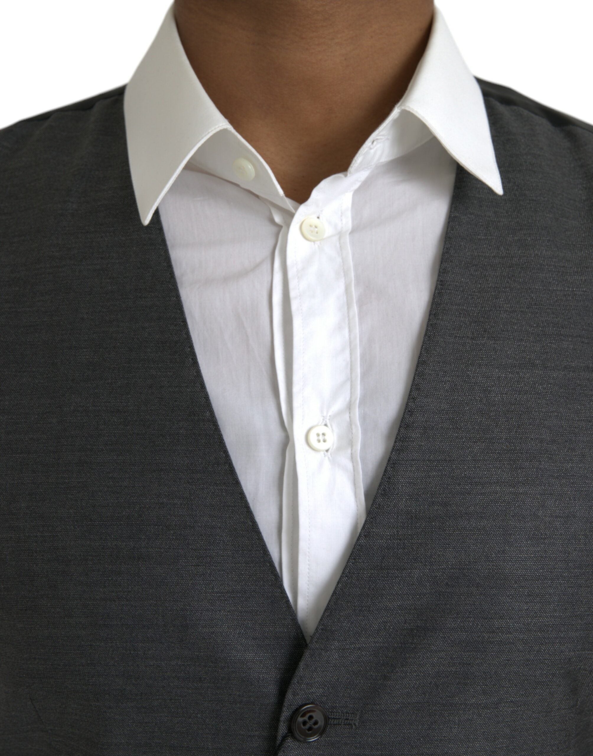 Gray Wool Formal Dress Waistcoat Vest - ventzia