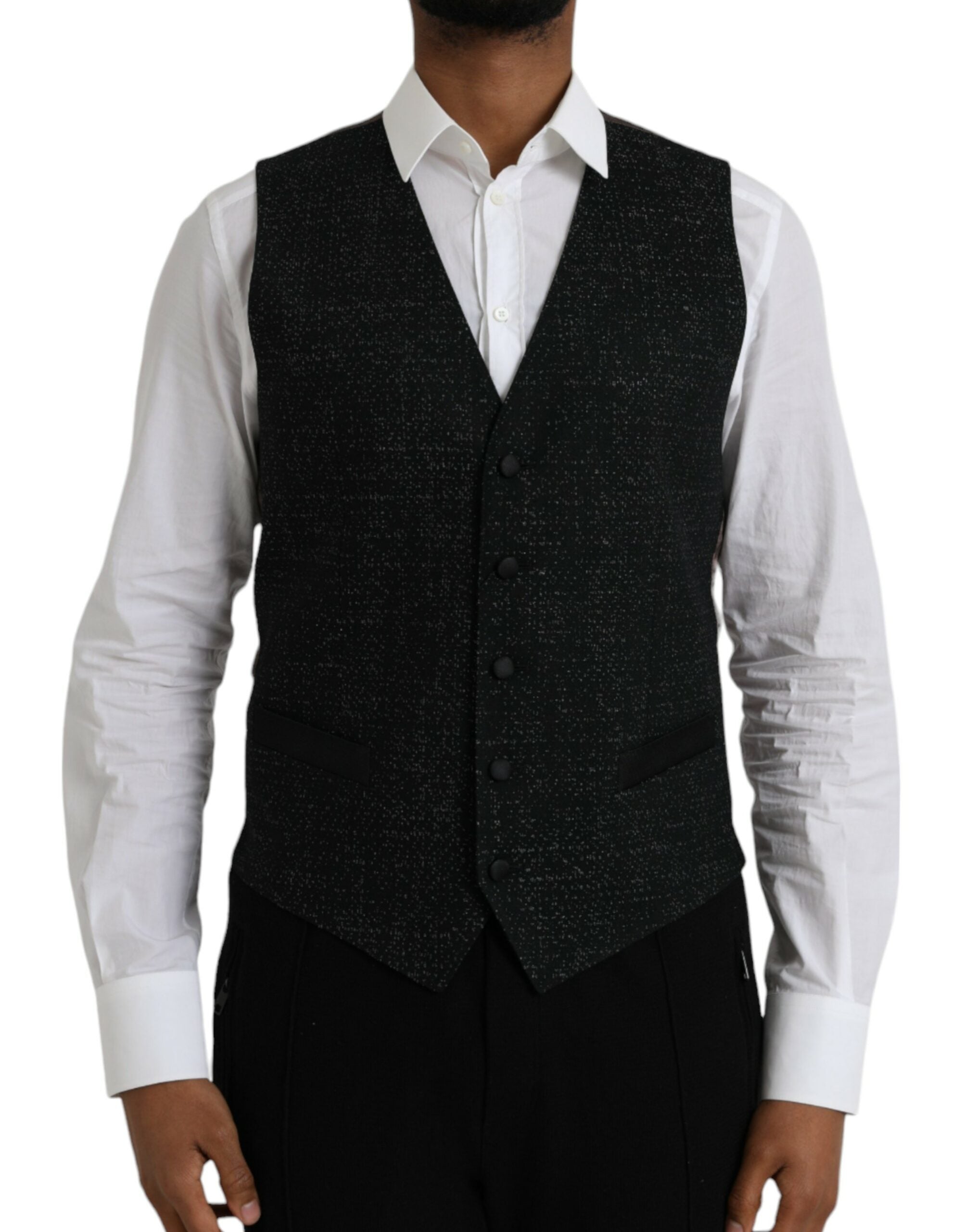 Black Brown Silk Waistcoat Dress Formal Vest - ventzia