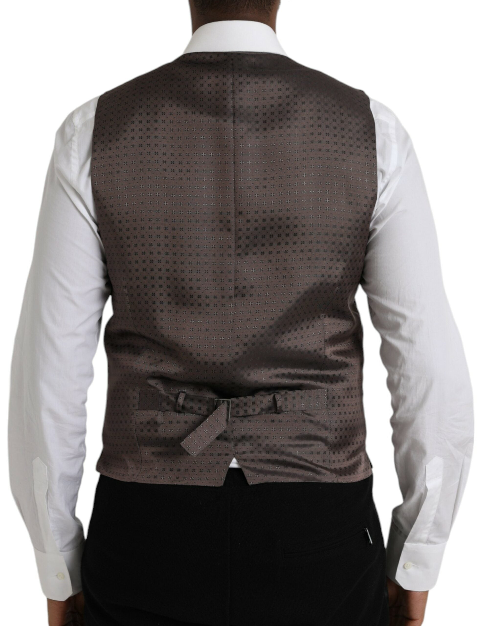 Black Brown Silk Waistcoat Dress Formal Vest - ventzia