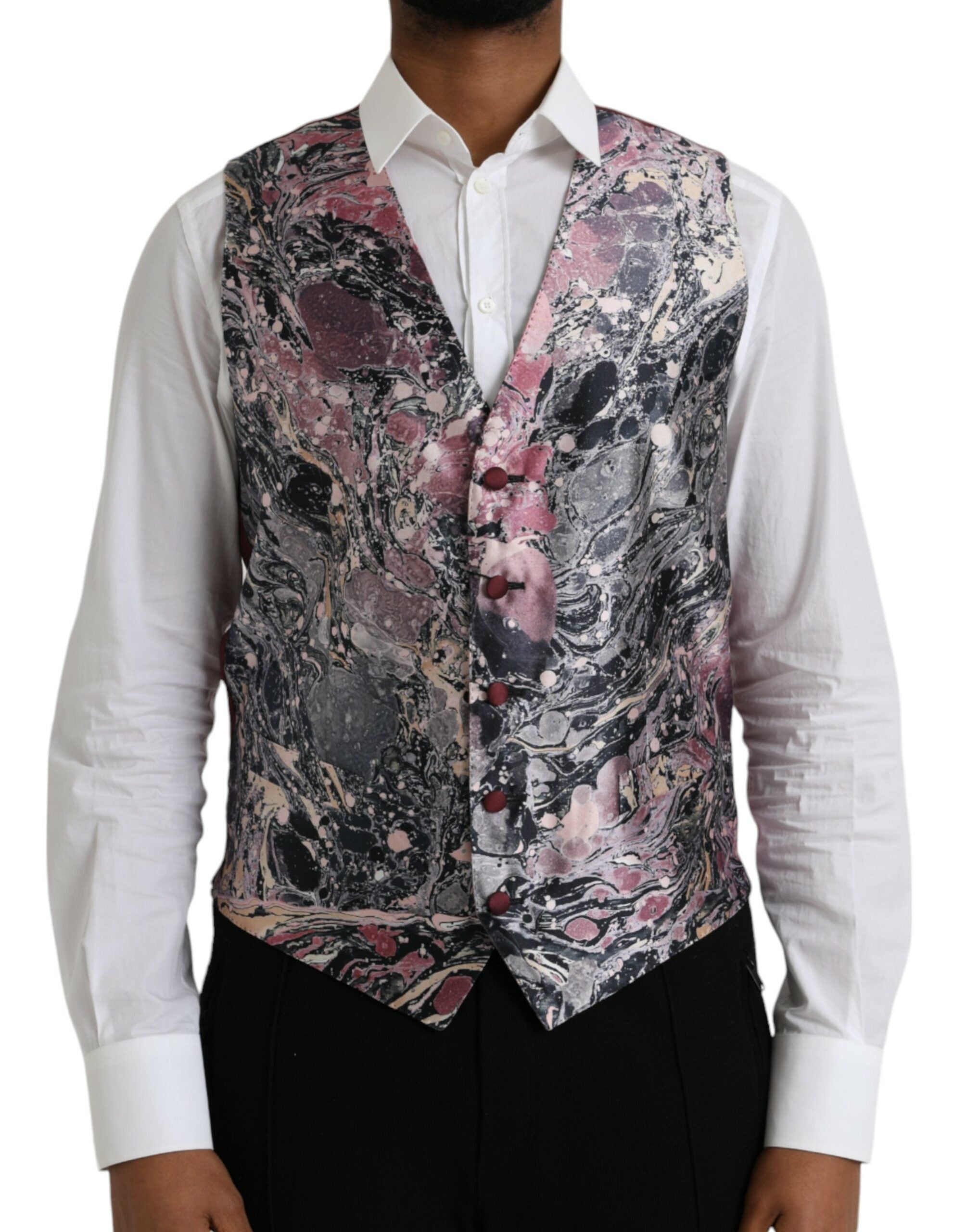 Multicolor Galaxy Silk Waistcoat Formal Vest - ventzia
