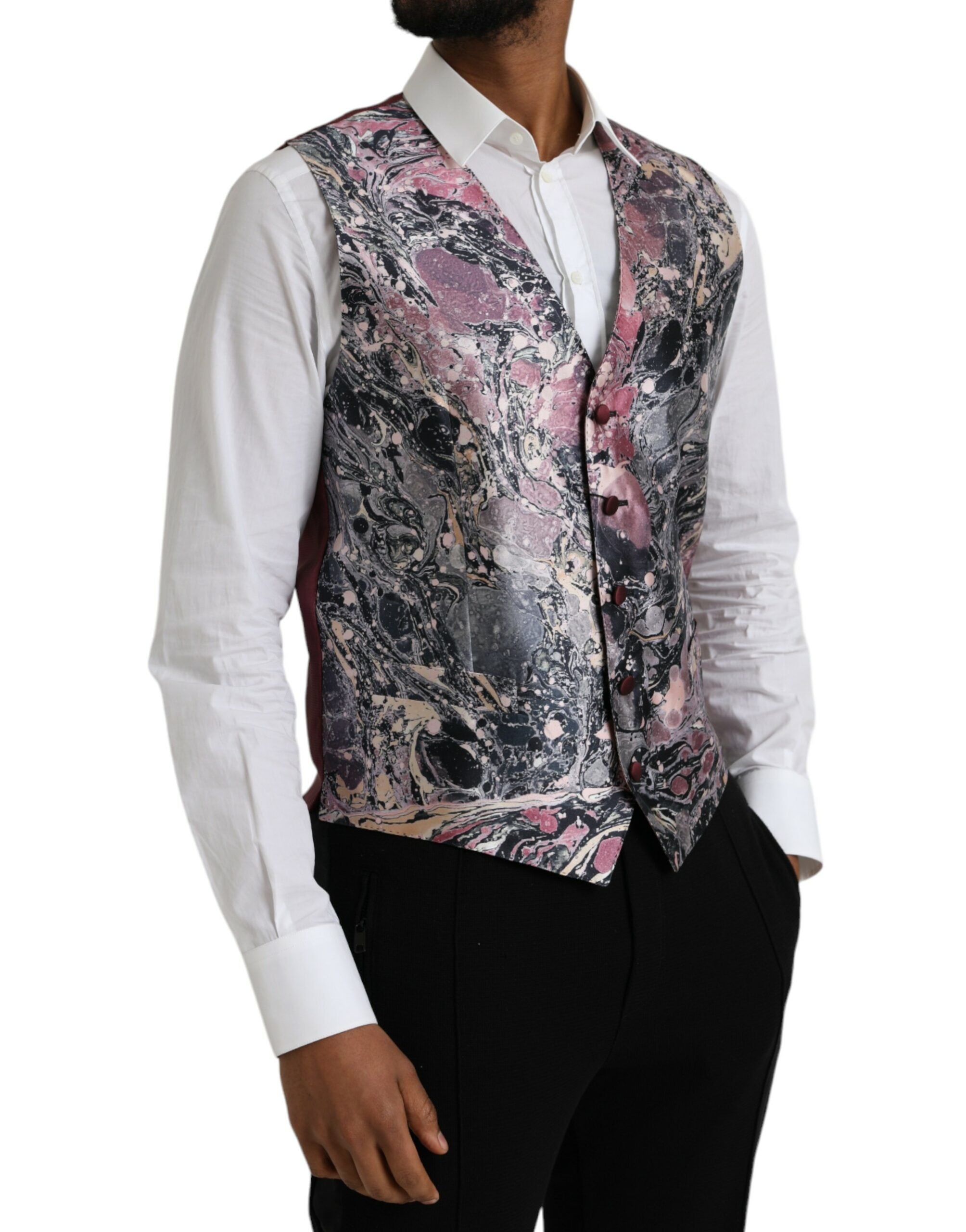 Multicolor Galaxy Silk Waistcoat Formal Vest - ventzia