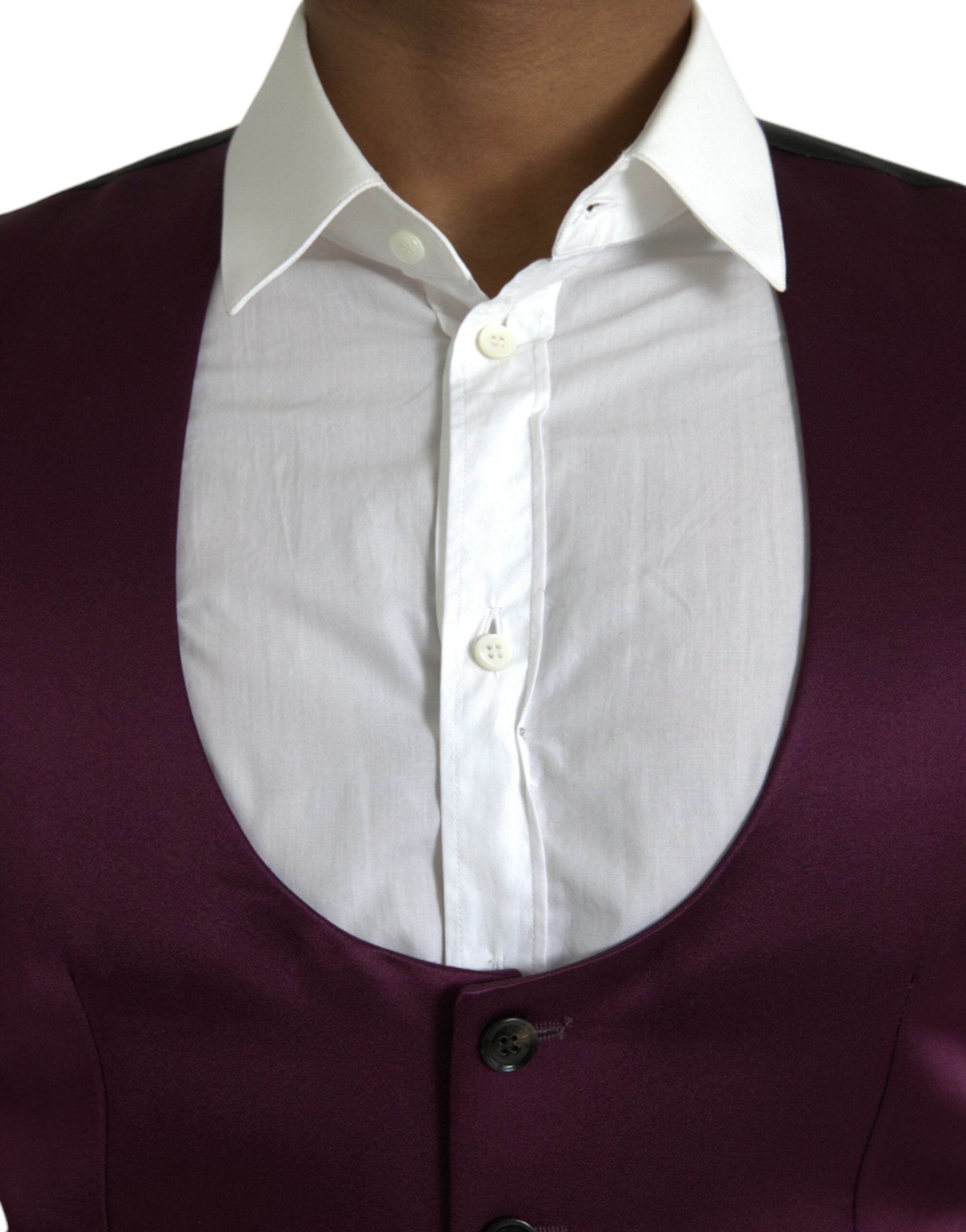 Maroon Satin Silk Waistcoat Dress Formal Vest - ventzia