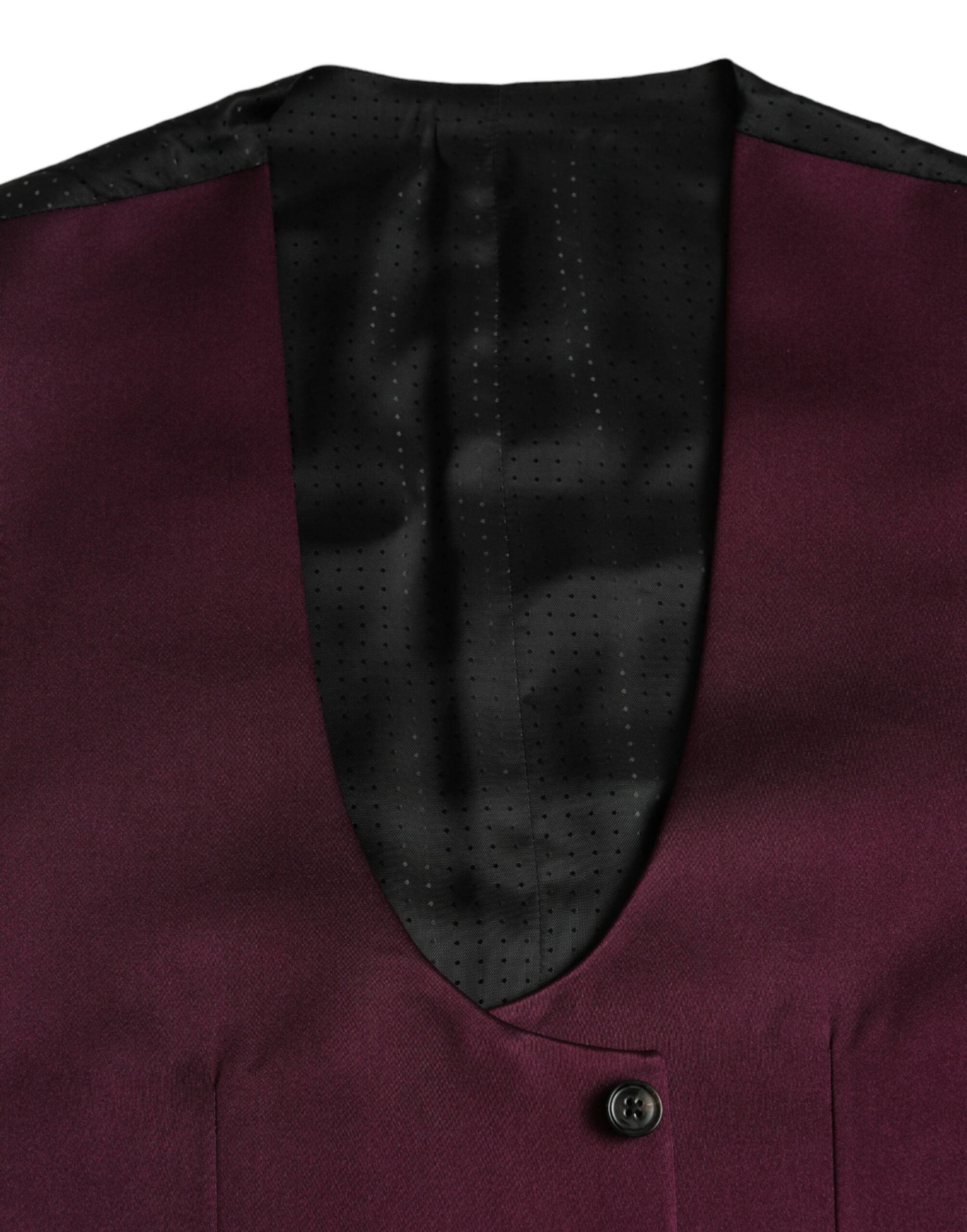 Maroon Satin Silk Waistcoat Dress Formal Vest - ventzia