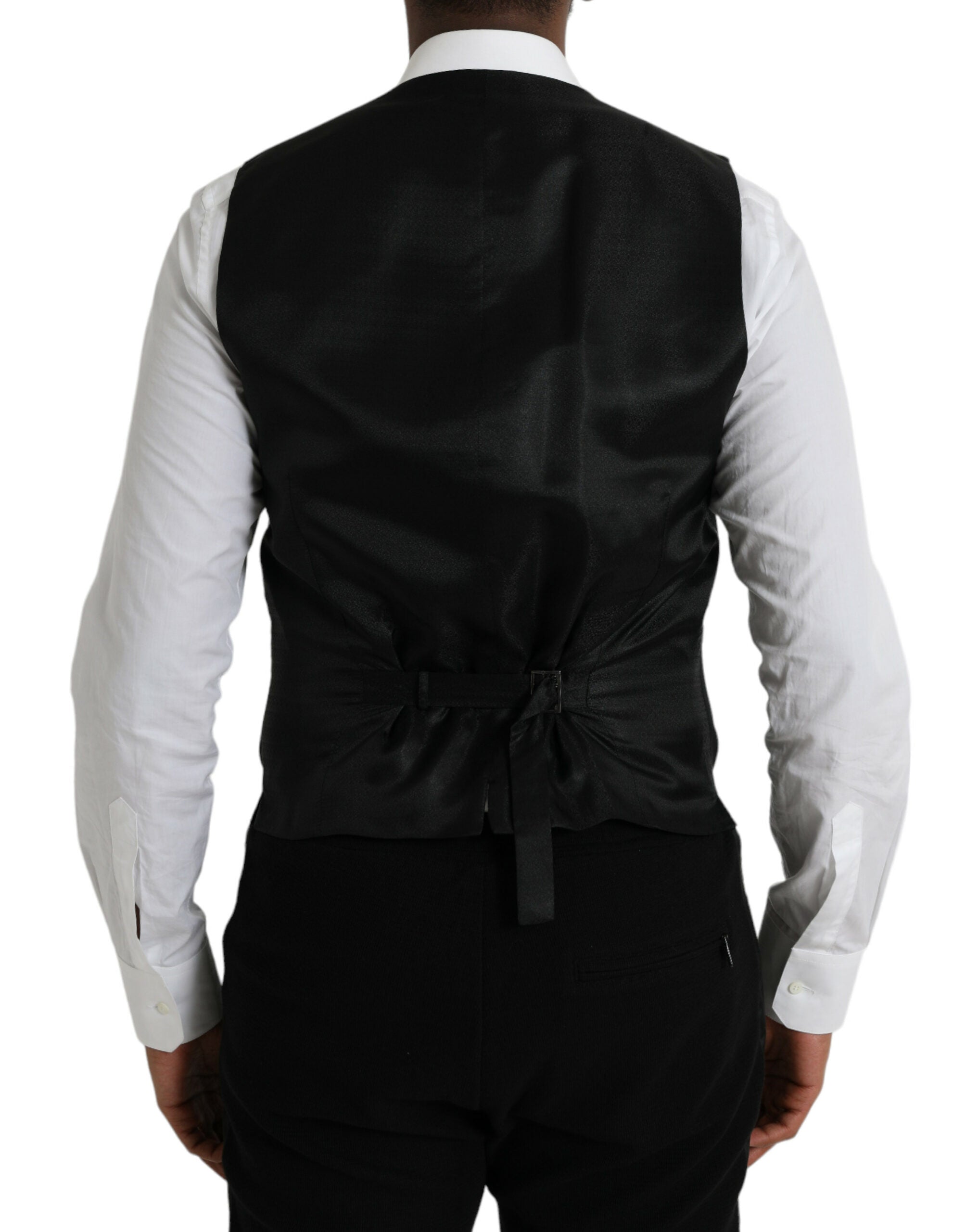 Black Wool Waistcoat Dress Formal Vest - ventzia