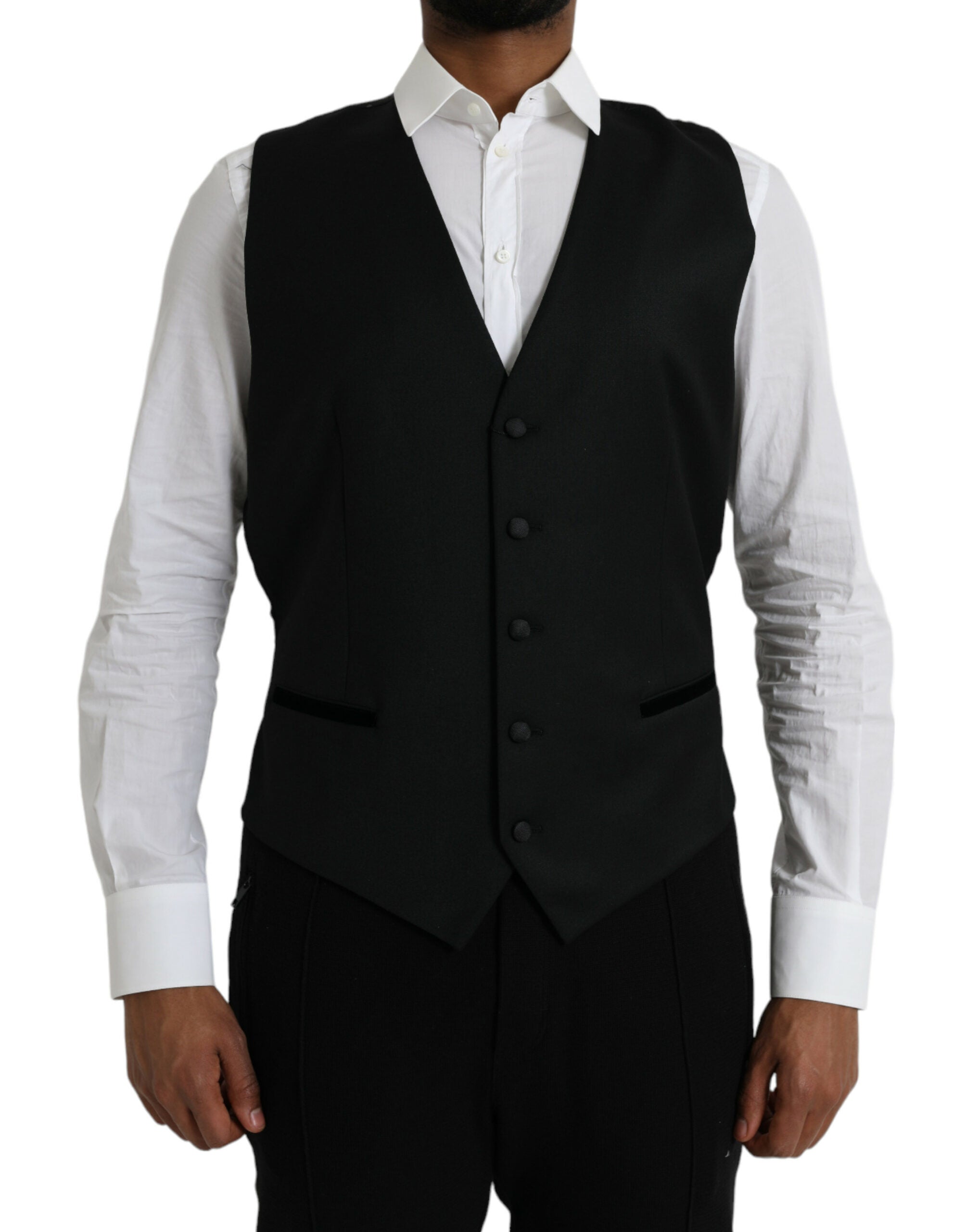 Black Silk Waistcoat Dress Formal Vest - ventzia