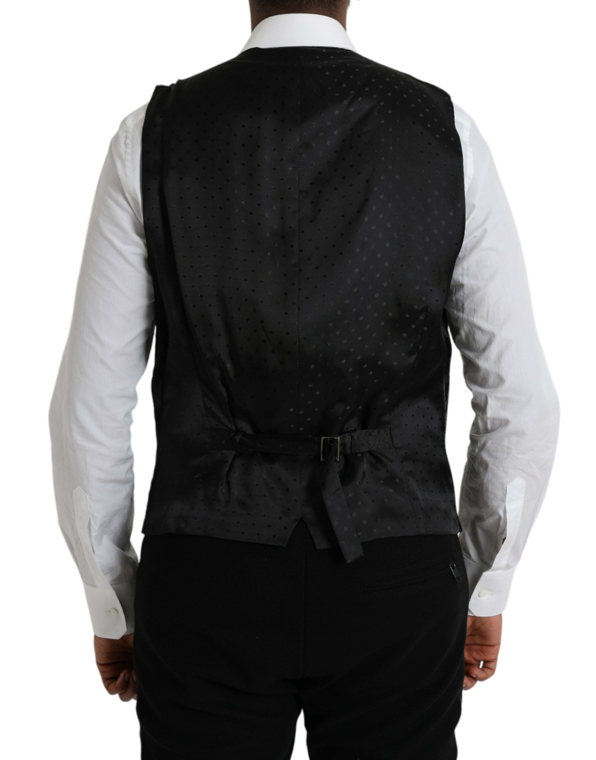 Black Silk Waistcoat Dress Formal Vest - ventzia