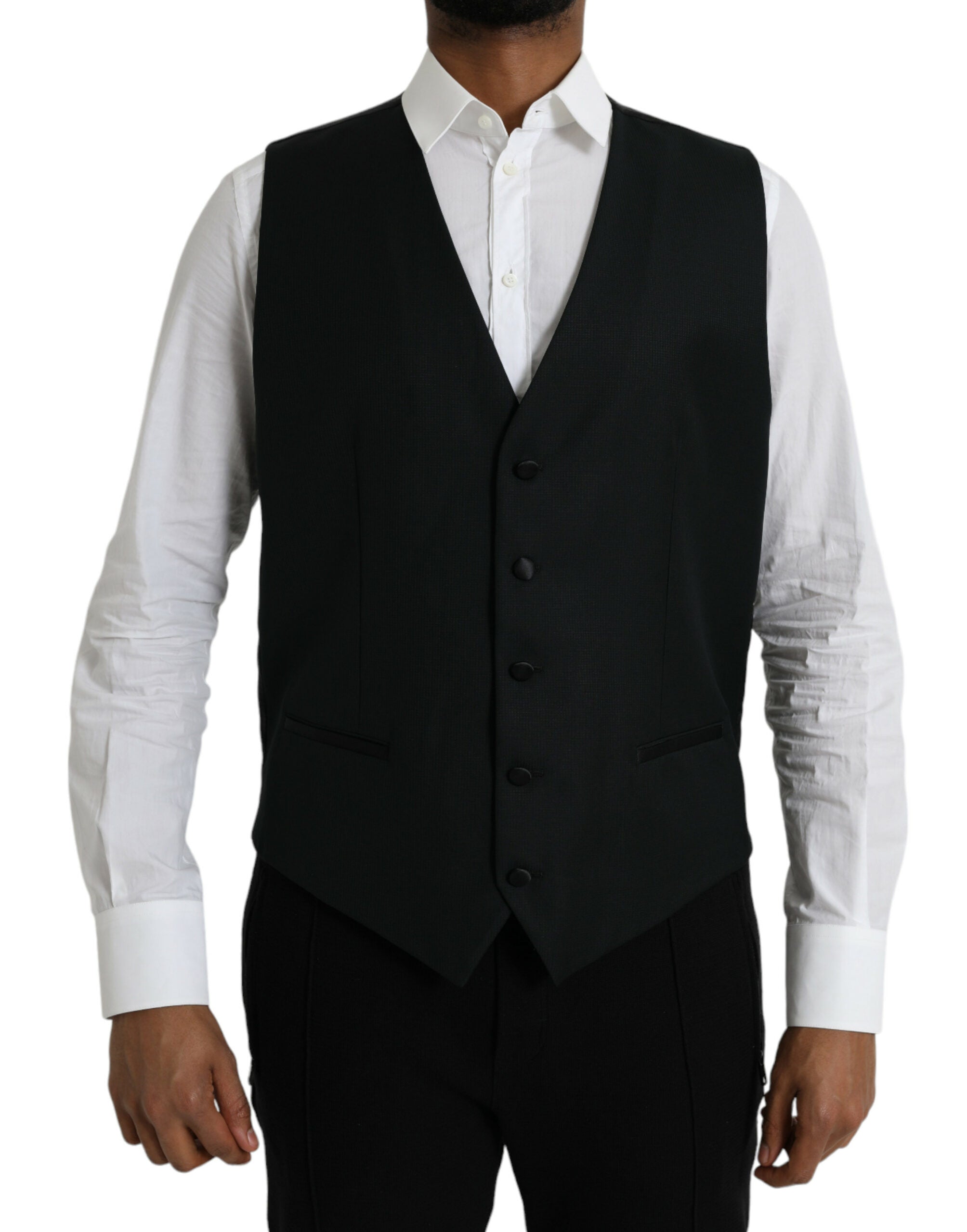 Black Wool Waistcoat Dress Formal Vest - ventzia