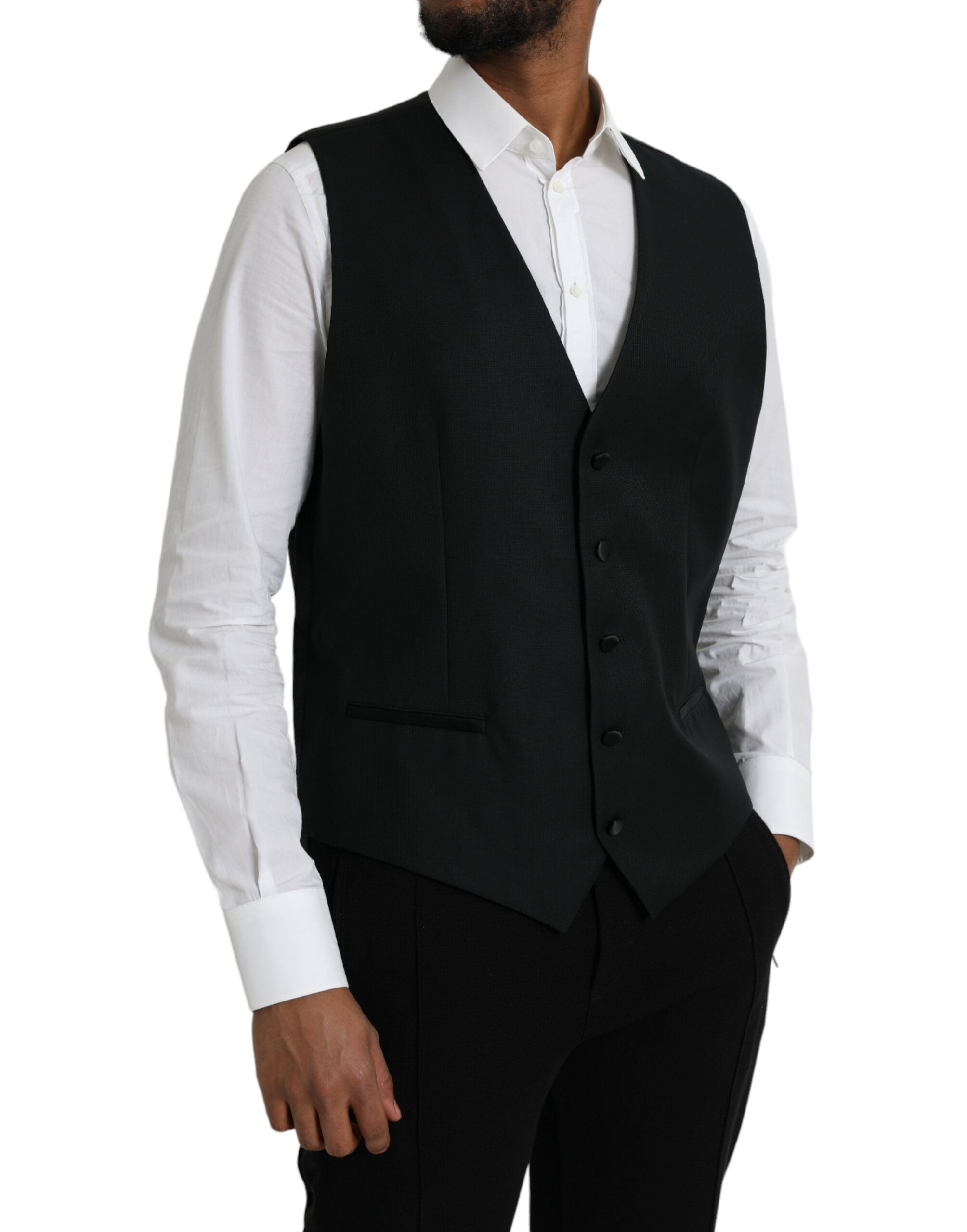 Black Wool Waistcoat Dress Formal Vest - ventzia