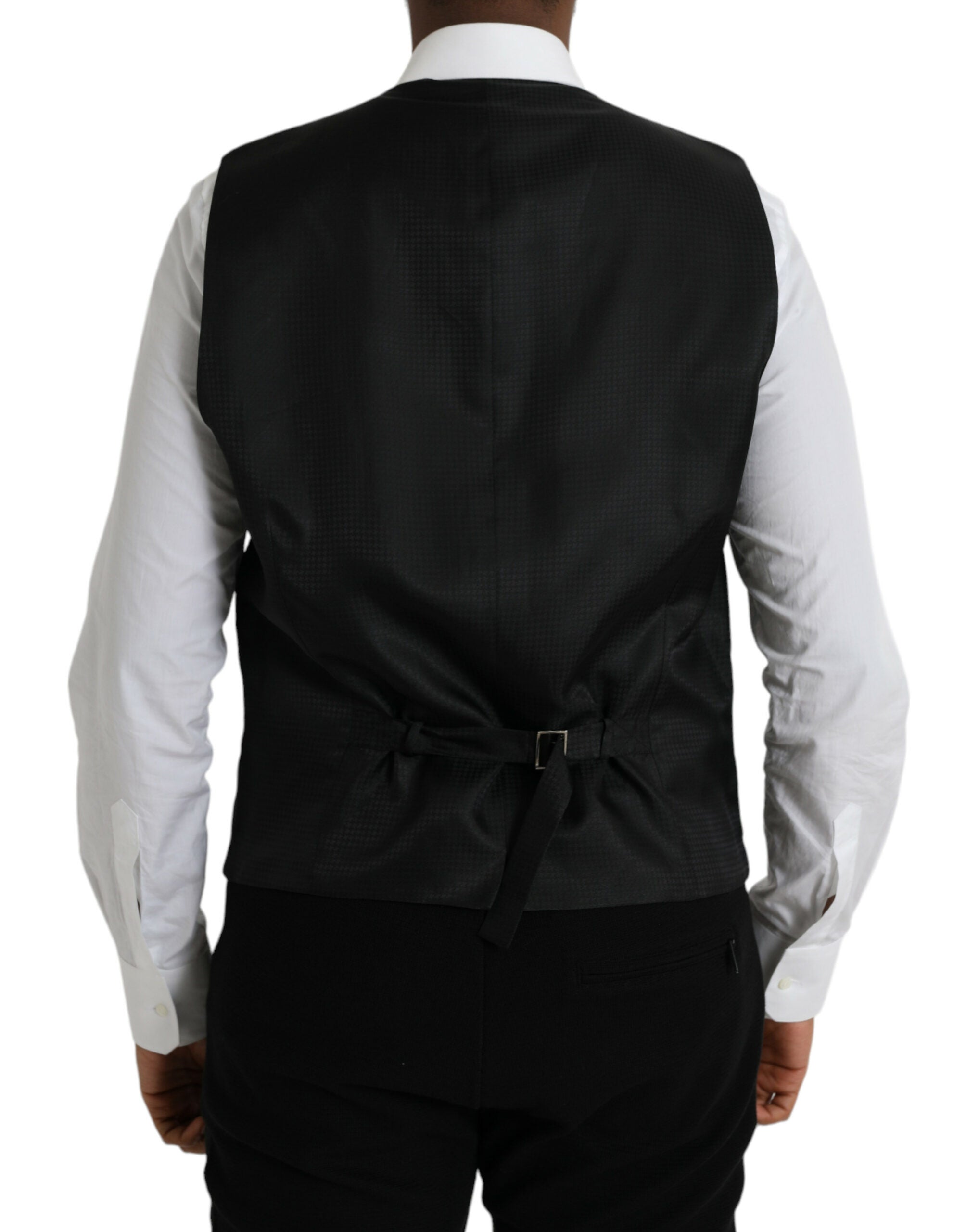 Black Wool Waistcoat Dress Formal Vest - ventzia