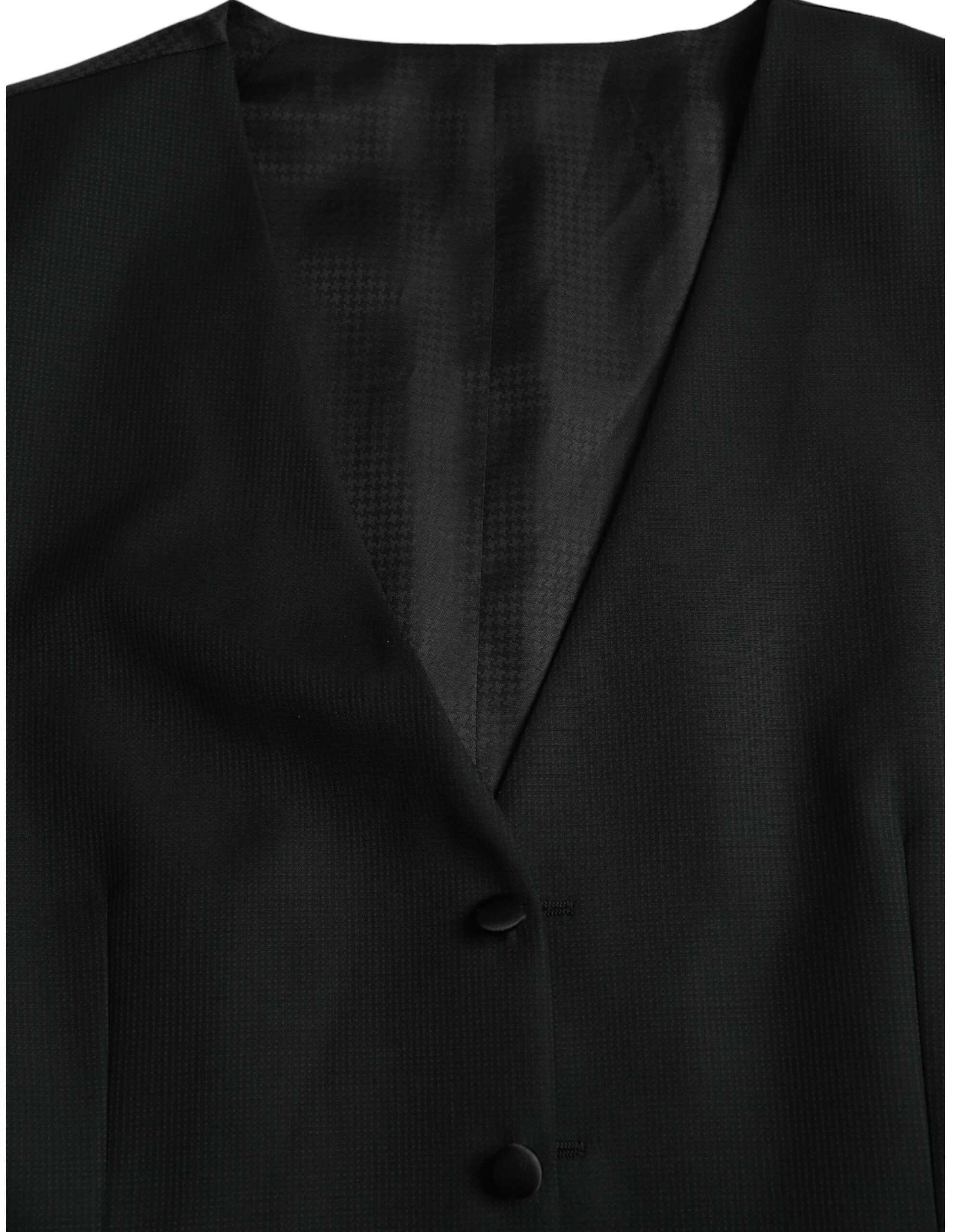 Black Wool Waistcoat Dress Formal Vest - ventzia