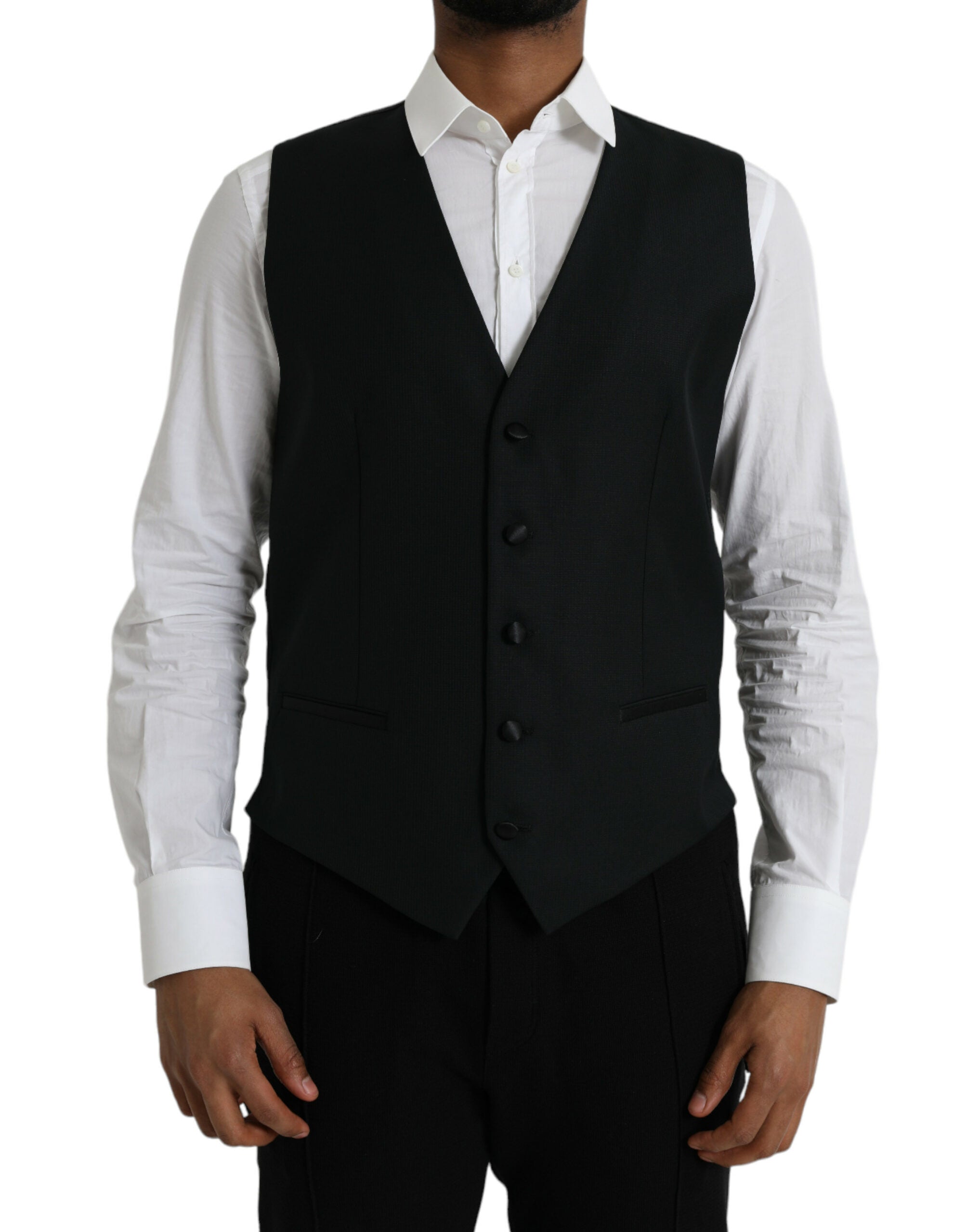 Black Wool Waistcoat Dress Formal Vest - ventzia