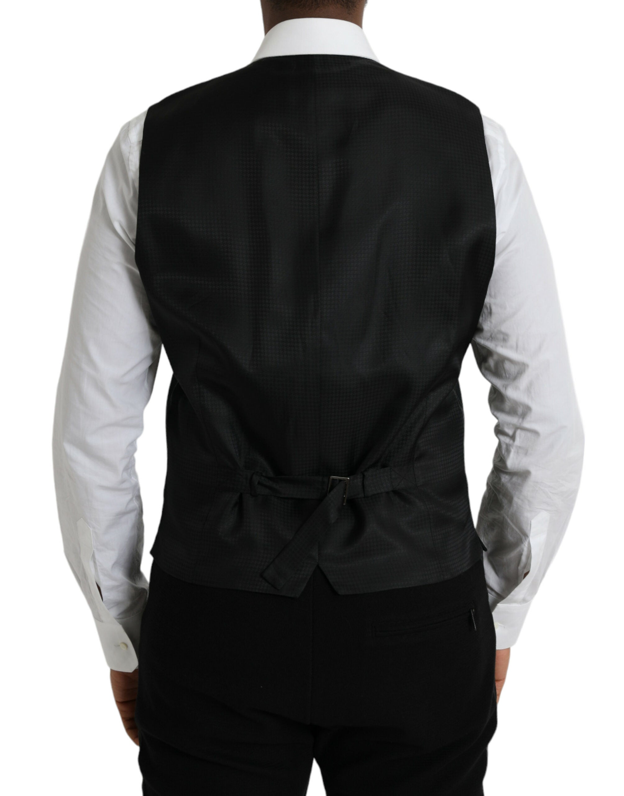 Black Wool Waistcoat Dress Formal Vest - ventzia