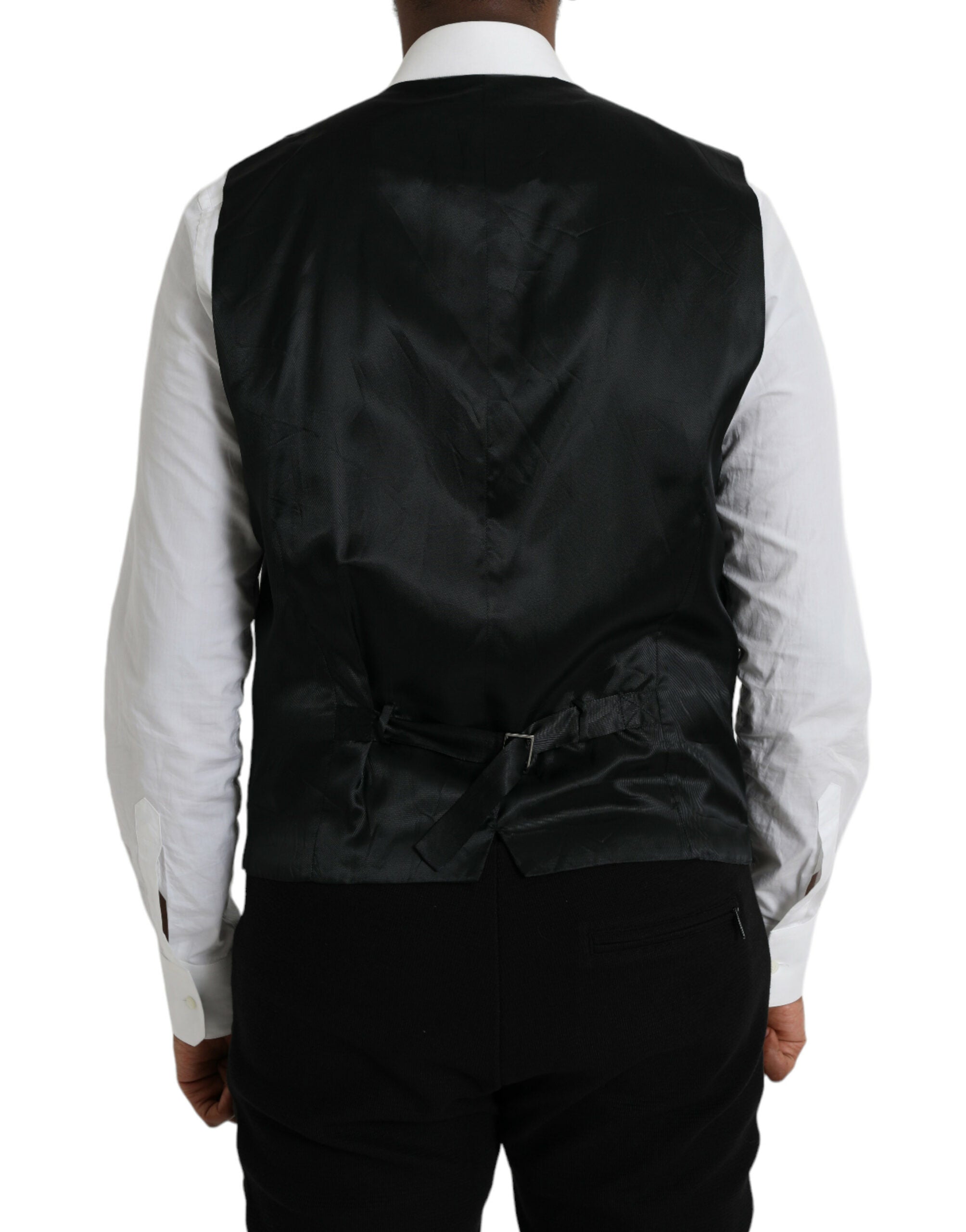 Black Wool Waistcoat Dress Formal Vest - ventzia