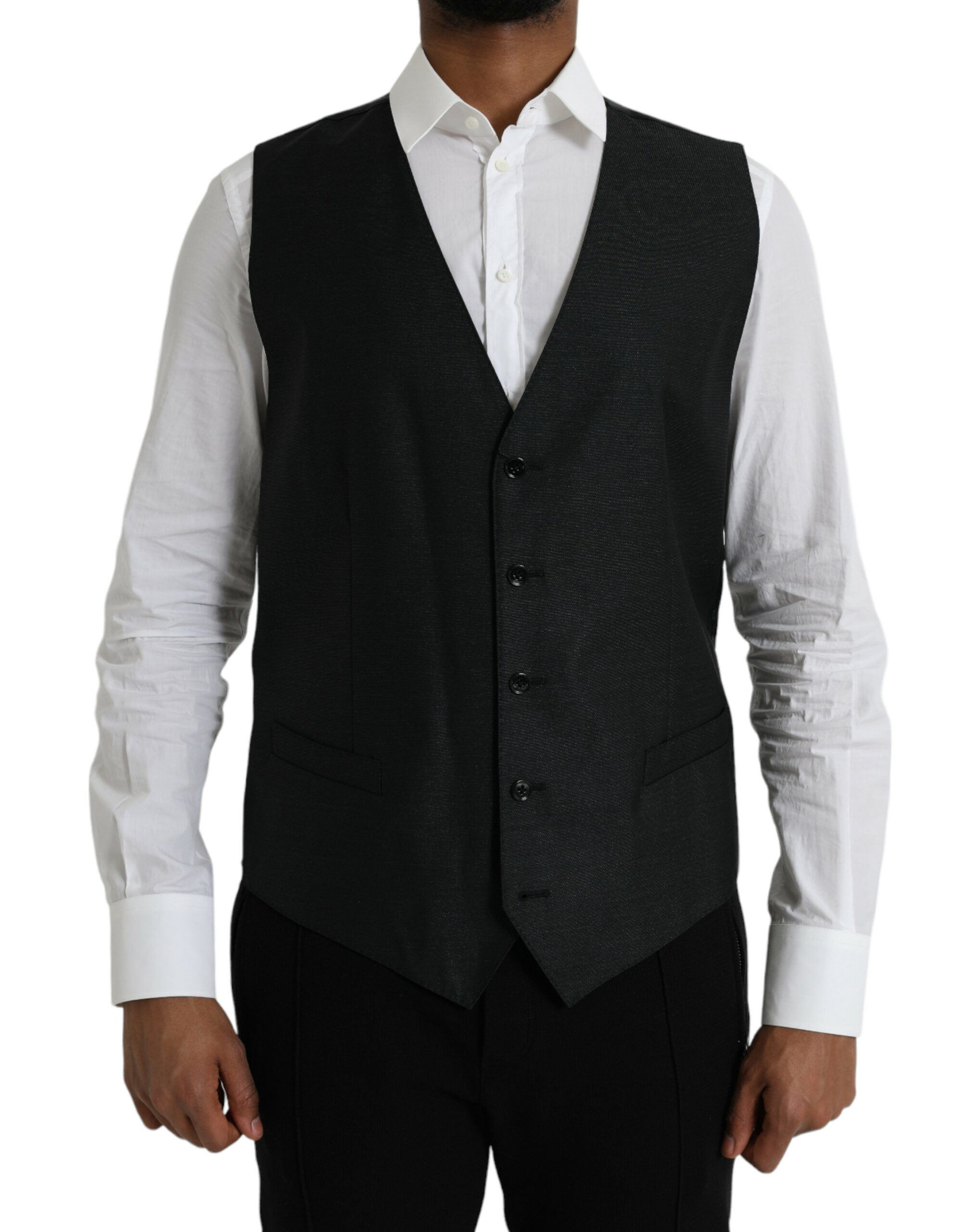 Black Wool Waistcoat Dress Formal Vest - ventzia