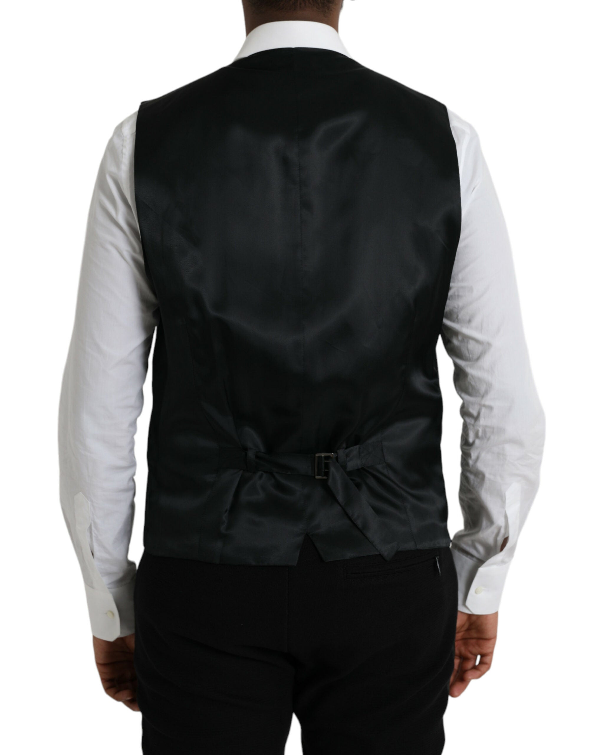 Black Wool Waistcoat Dress Formal Vest - ventzia