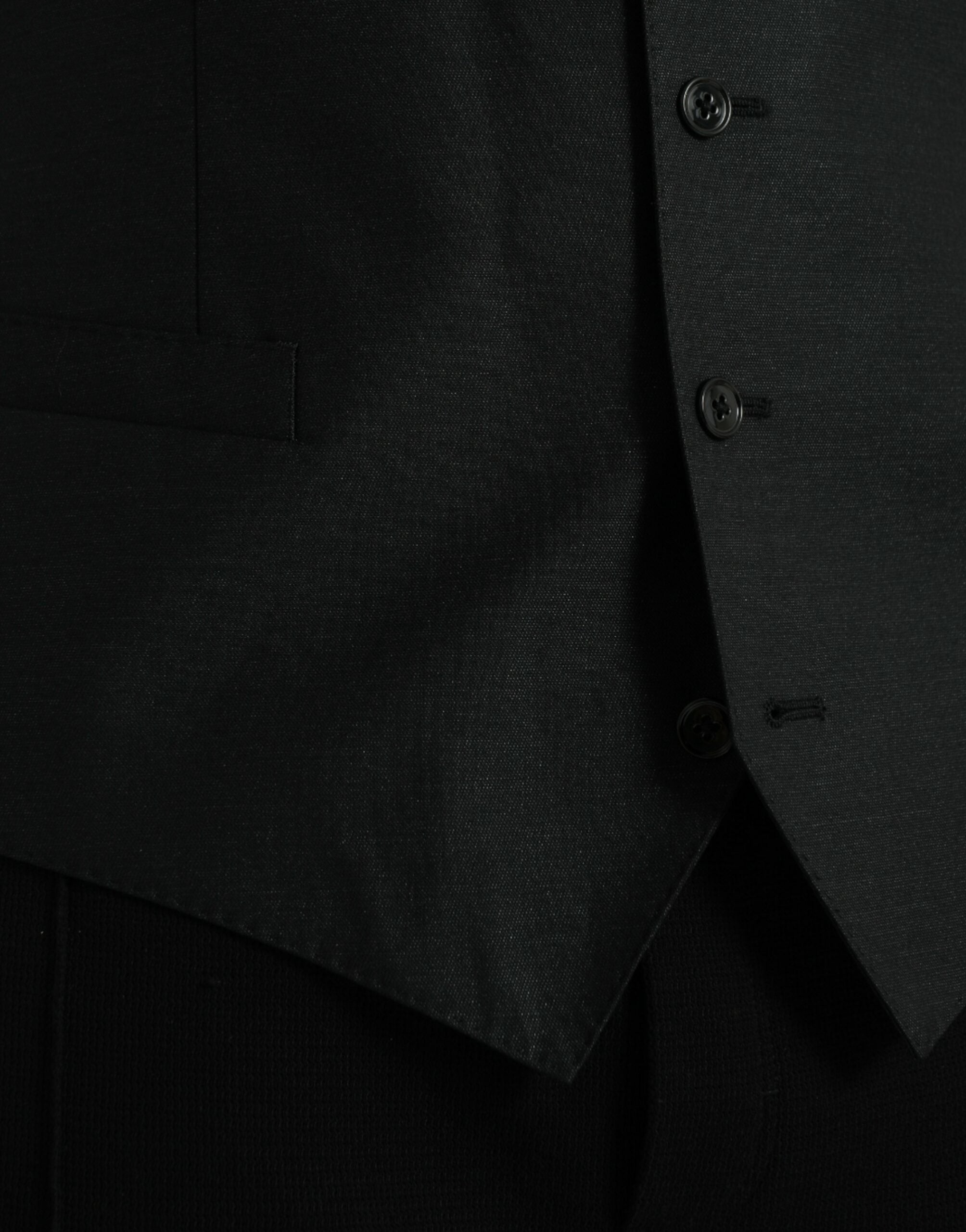 Black Wool Waistcoat Dress Formal Vest - ventzia