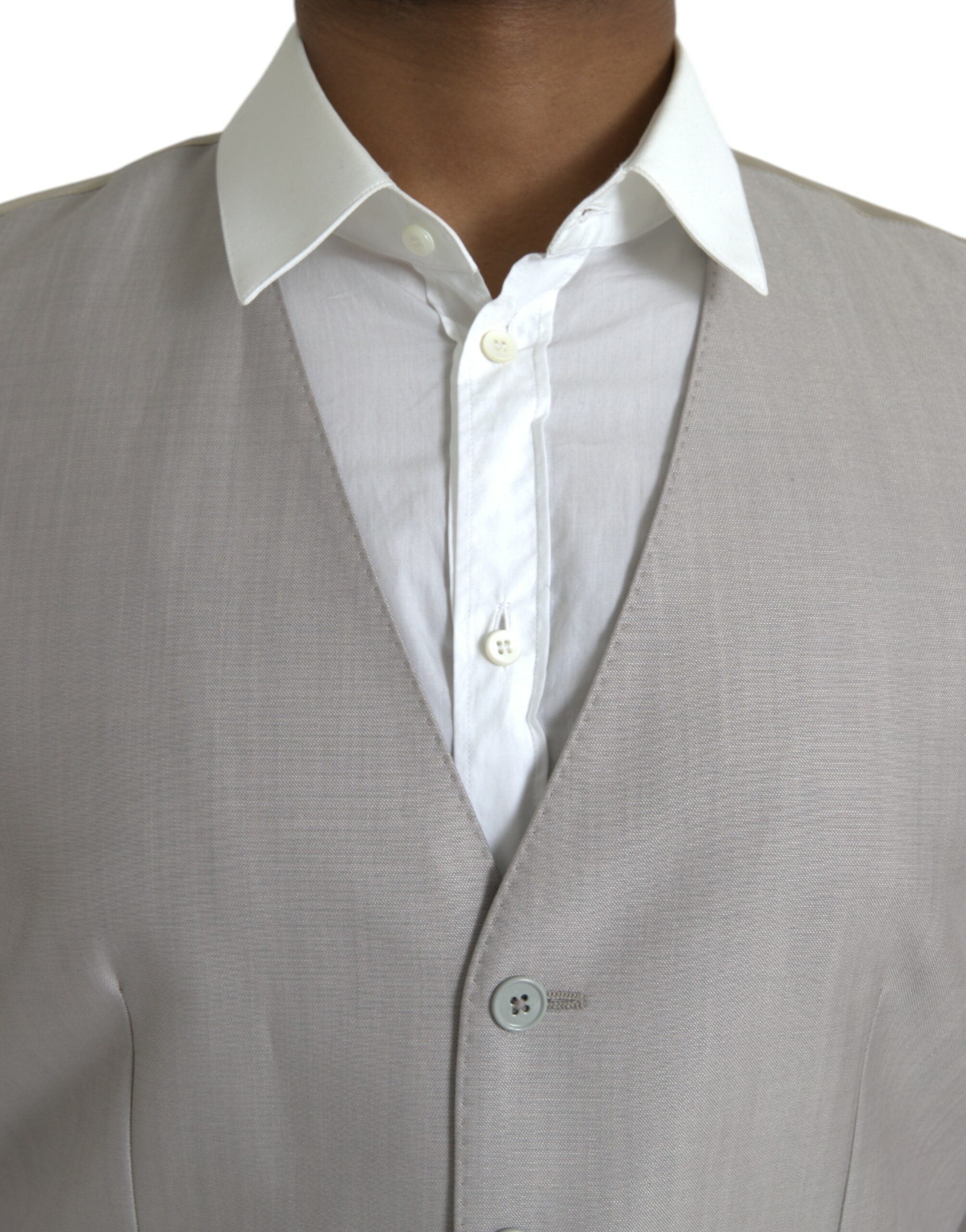 Light Gray Wool Formal Dress Waistcoat Vest - ventzia