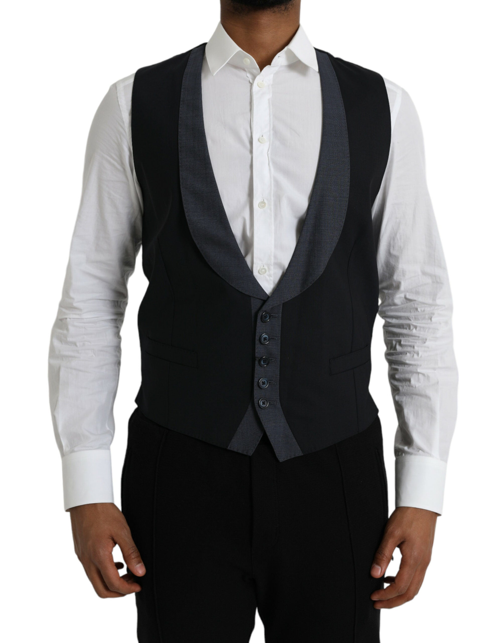 Black Wool Waistcoat Dress Formal Vest - ventzia