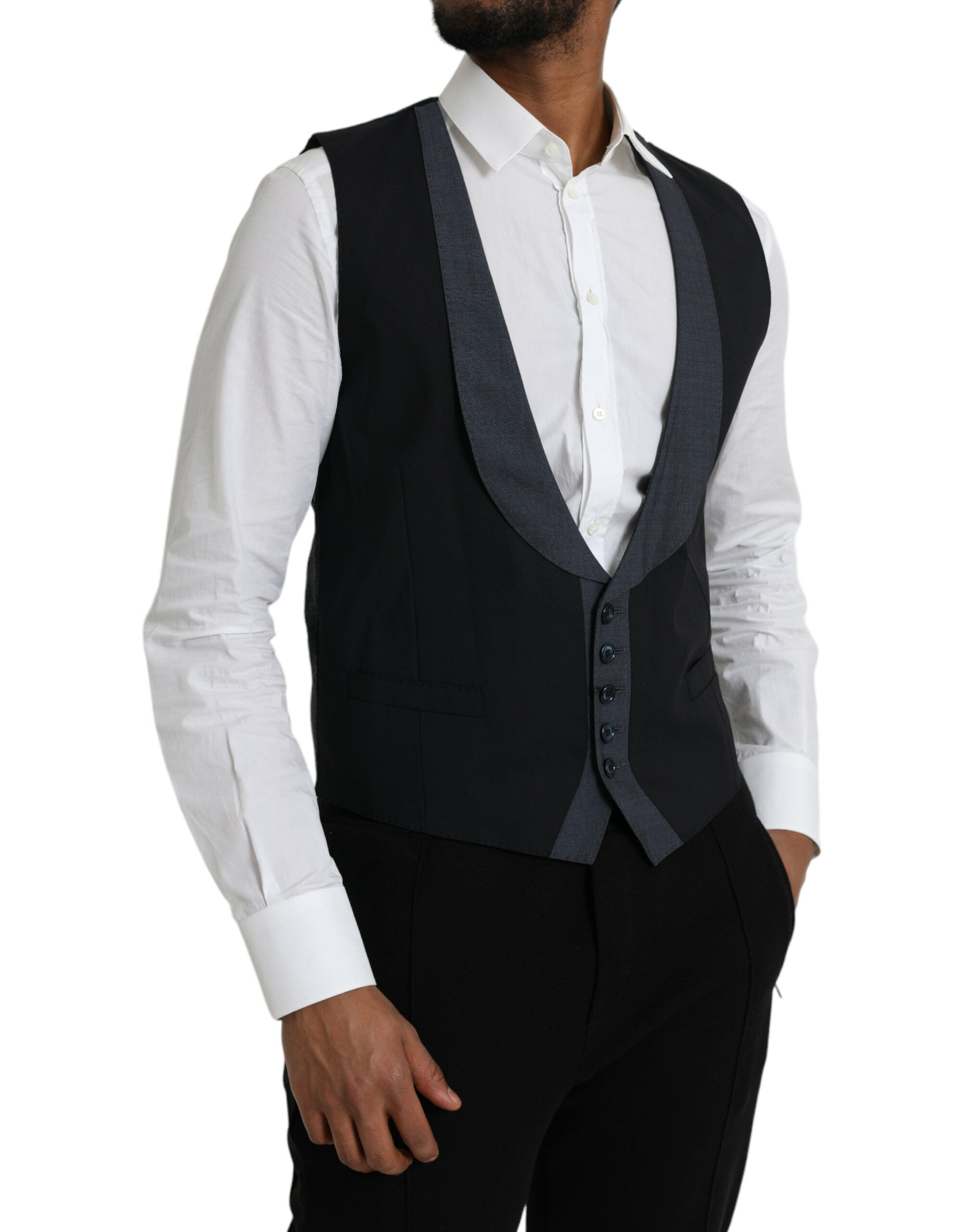 Black Wool Waistcoat Dress Formal Vest - ventzia