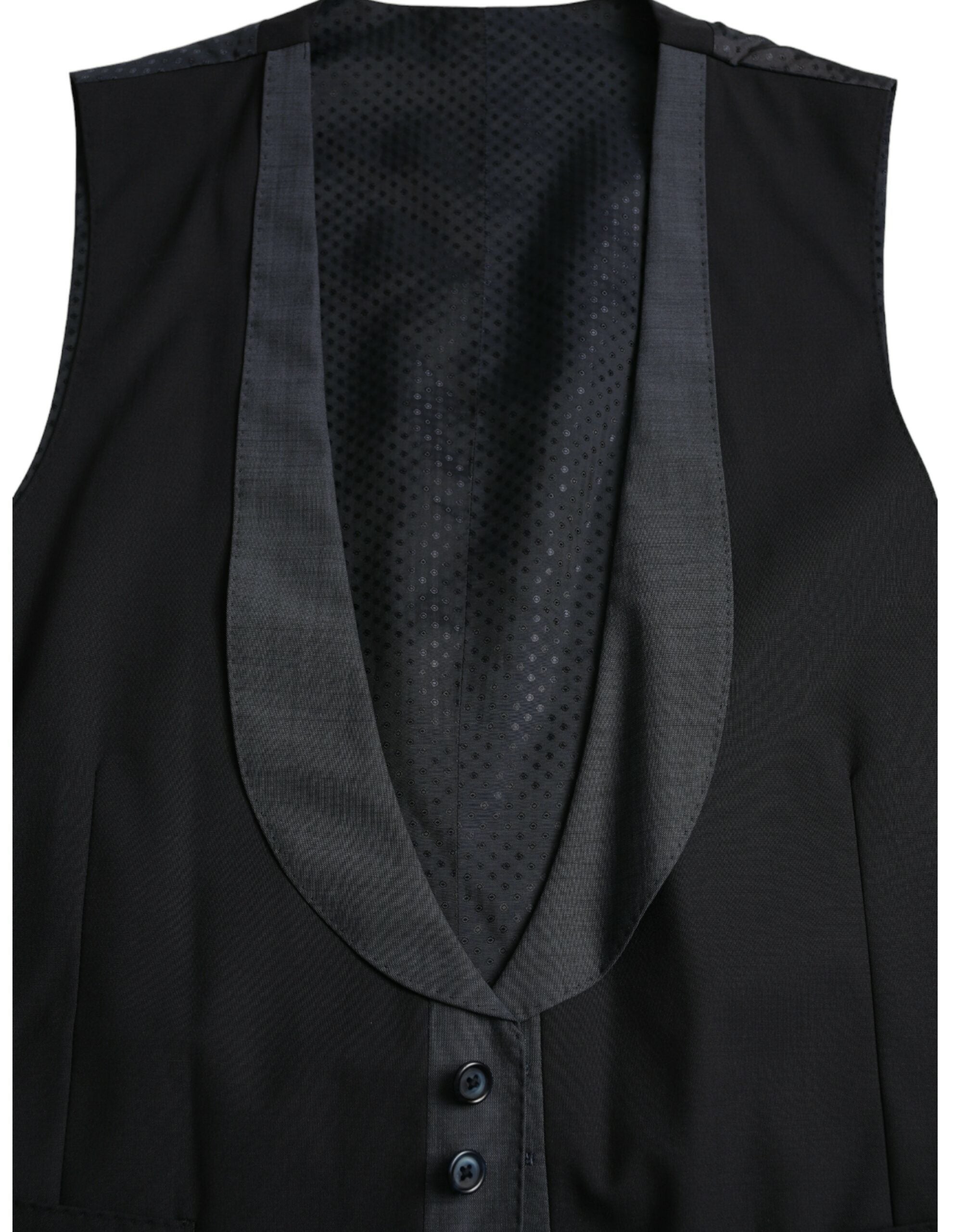 Black Wool Waistcoat Dress Formal Vest - ventzia