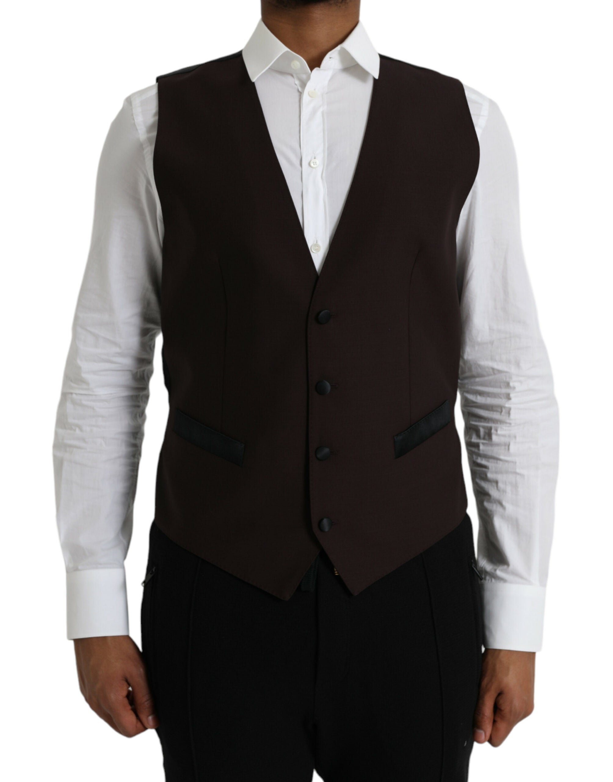 Brown Wool Waistcoat Dress Formal Vest - ventzia