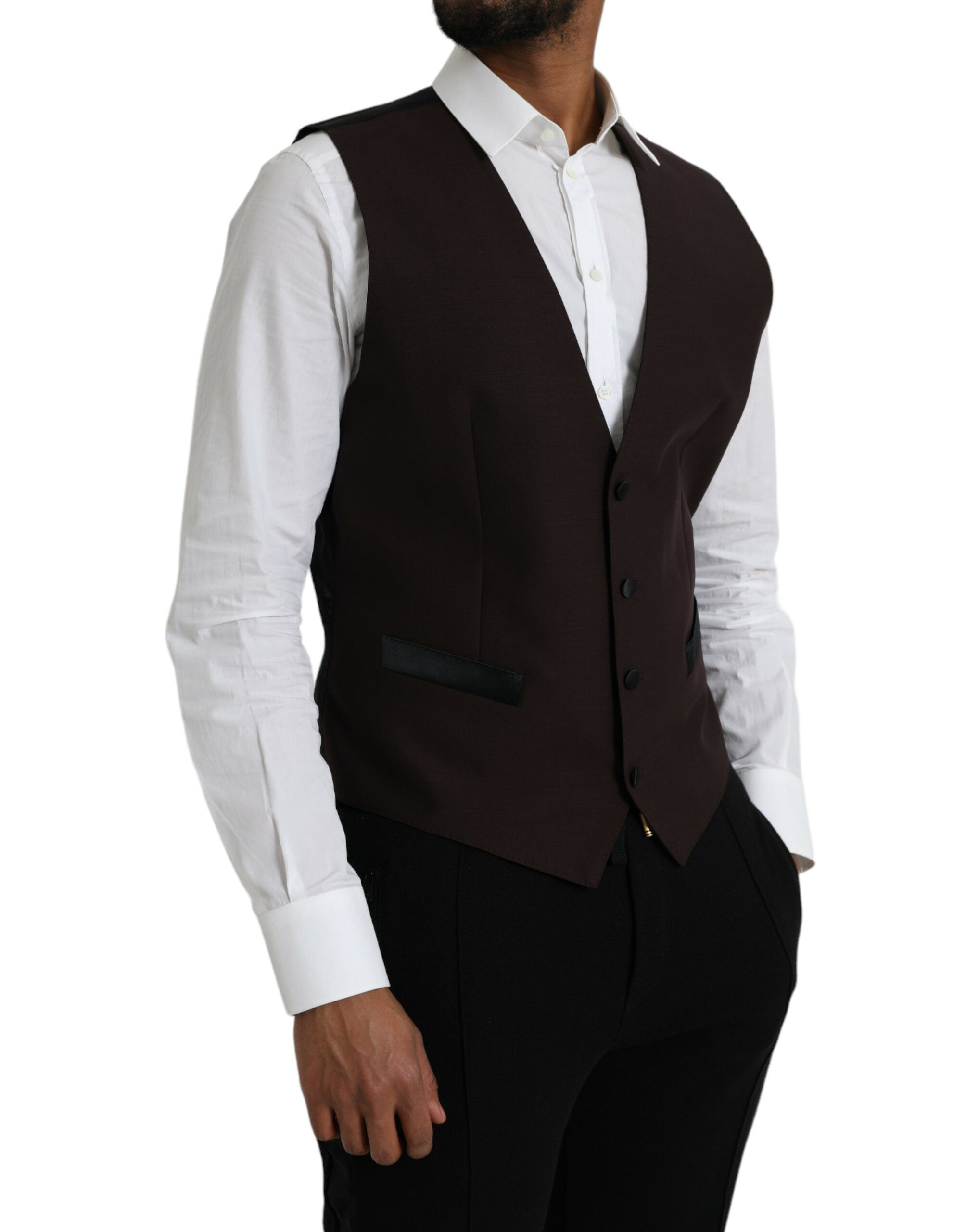 Brown Wool Waistcoat Dress Formal Vest - ventzia