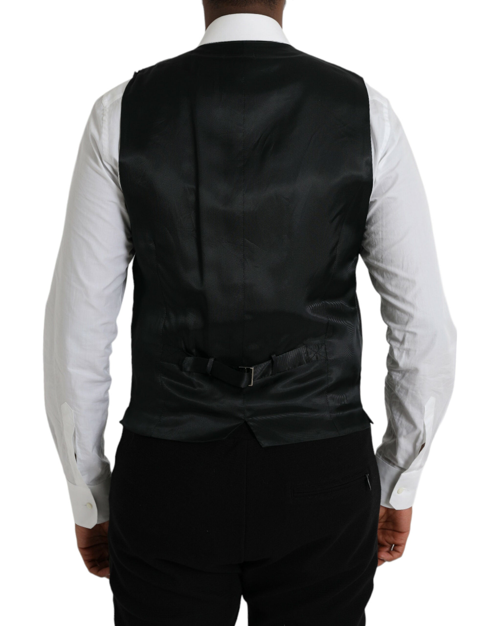 Black Cotton Waistcoat Dress Formal Vest - ventzia