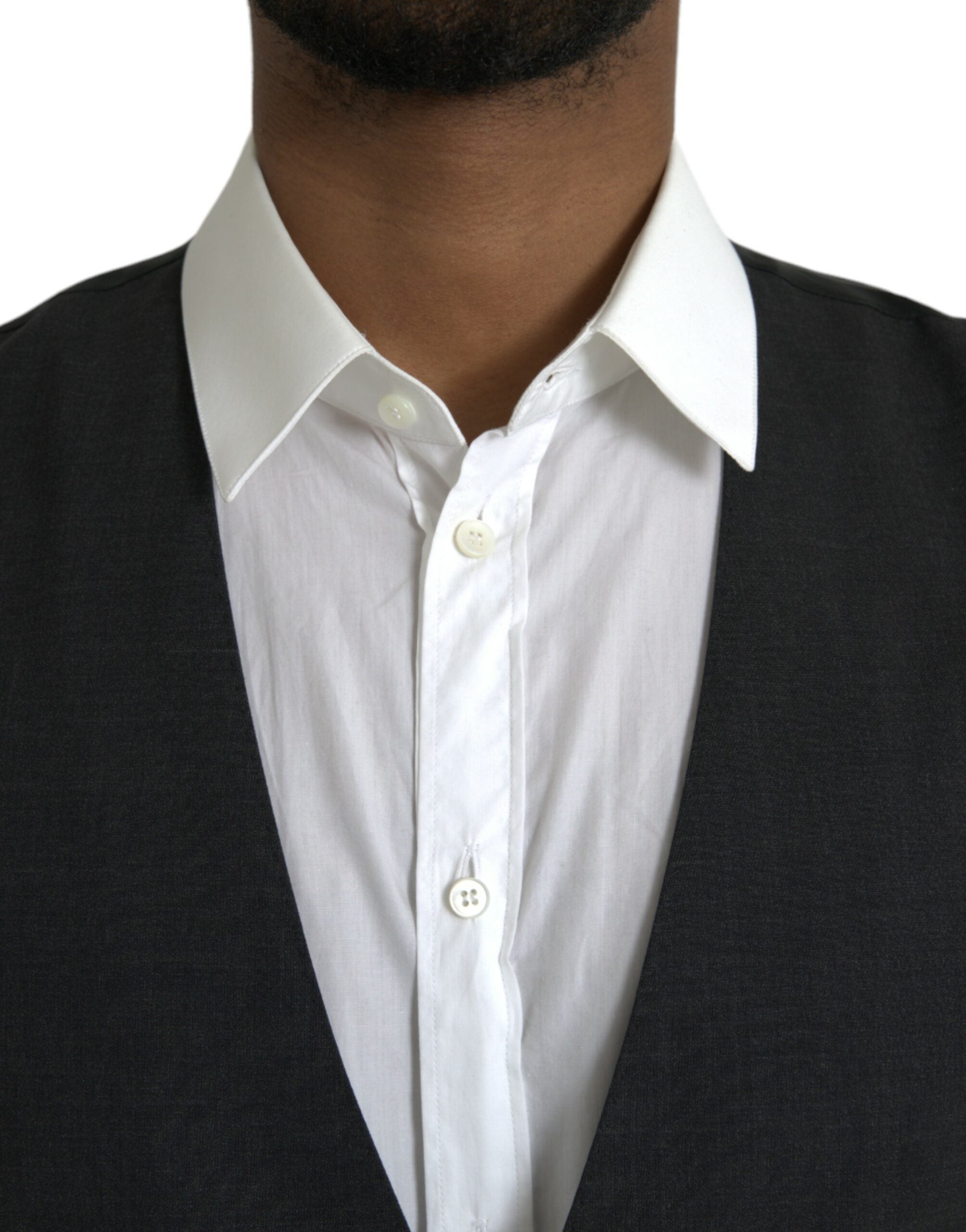 Black Cotton Waistcoat Dress Formal Vest - ventzia