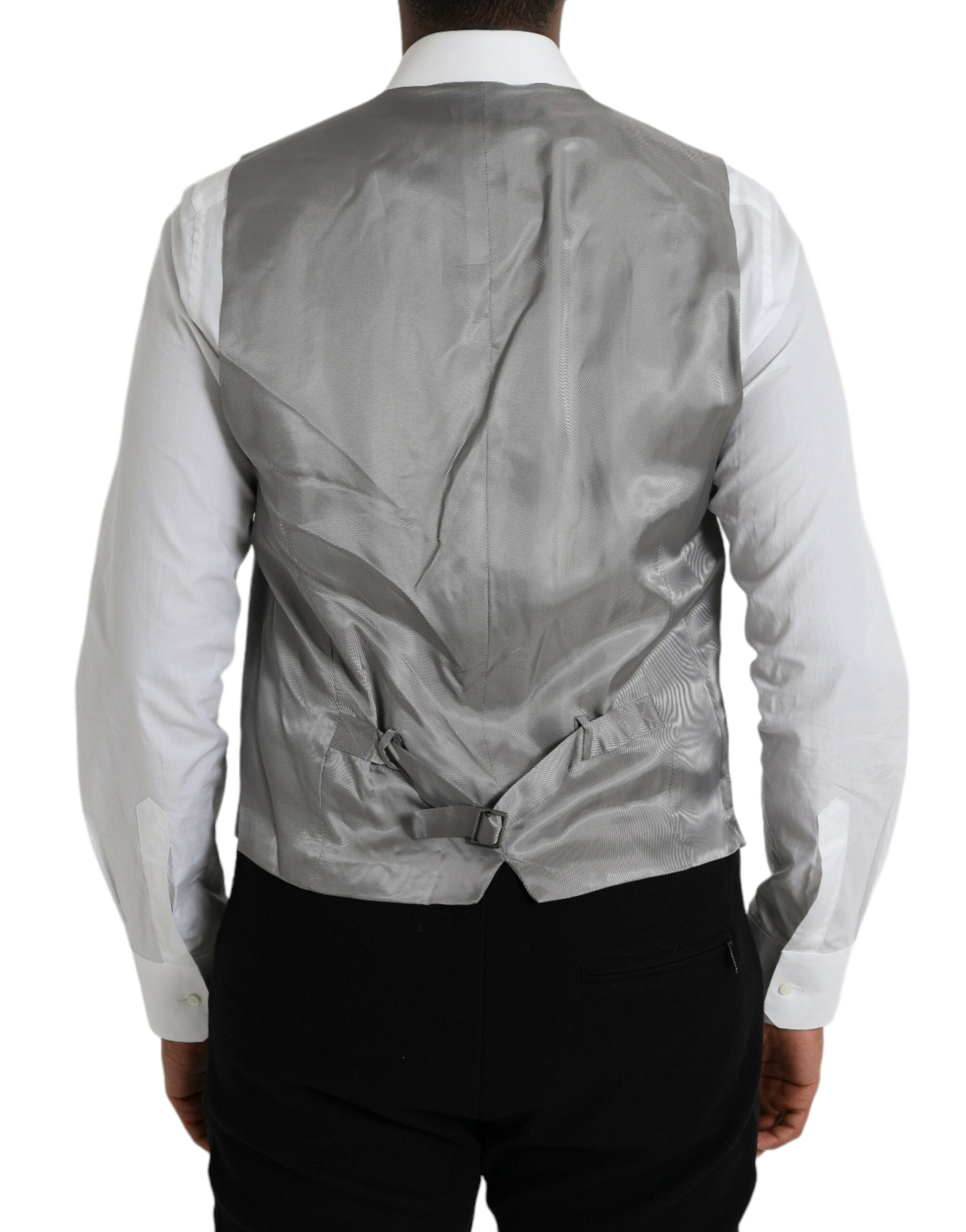 Light Gray Wool Formal Dress Waistcoat Vest - ventzia