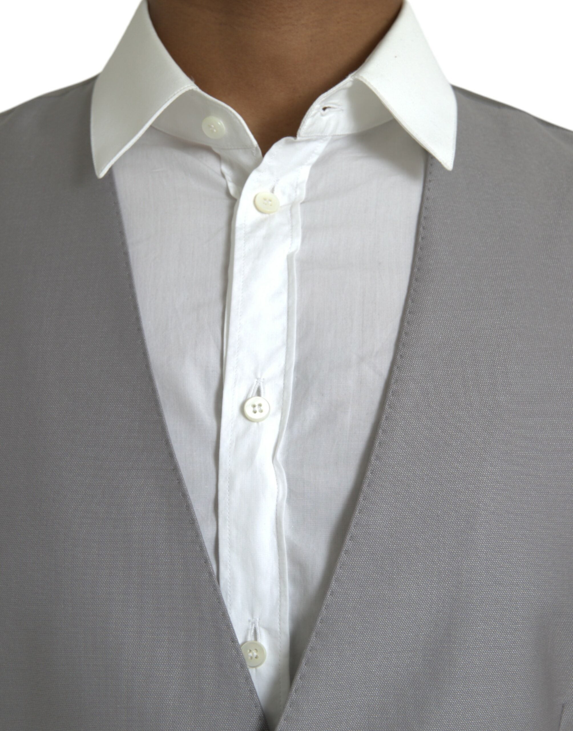 Light Gray Wool Formal Dress Waistcoat Vest - ventzia