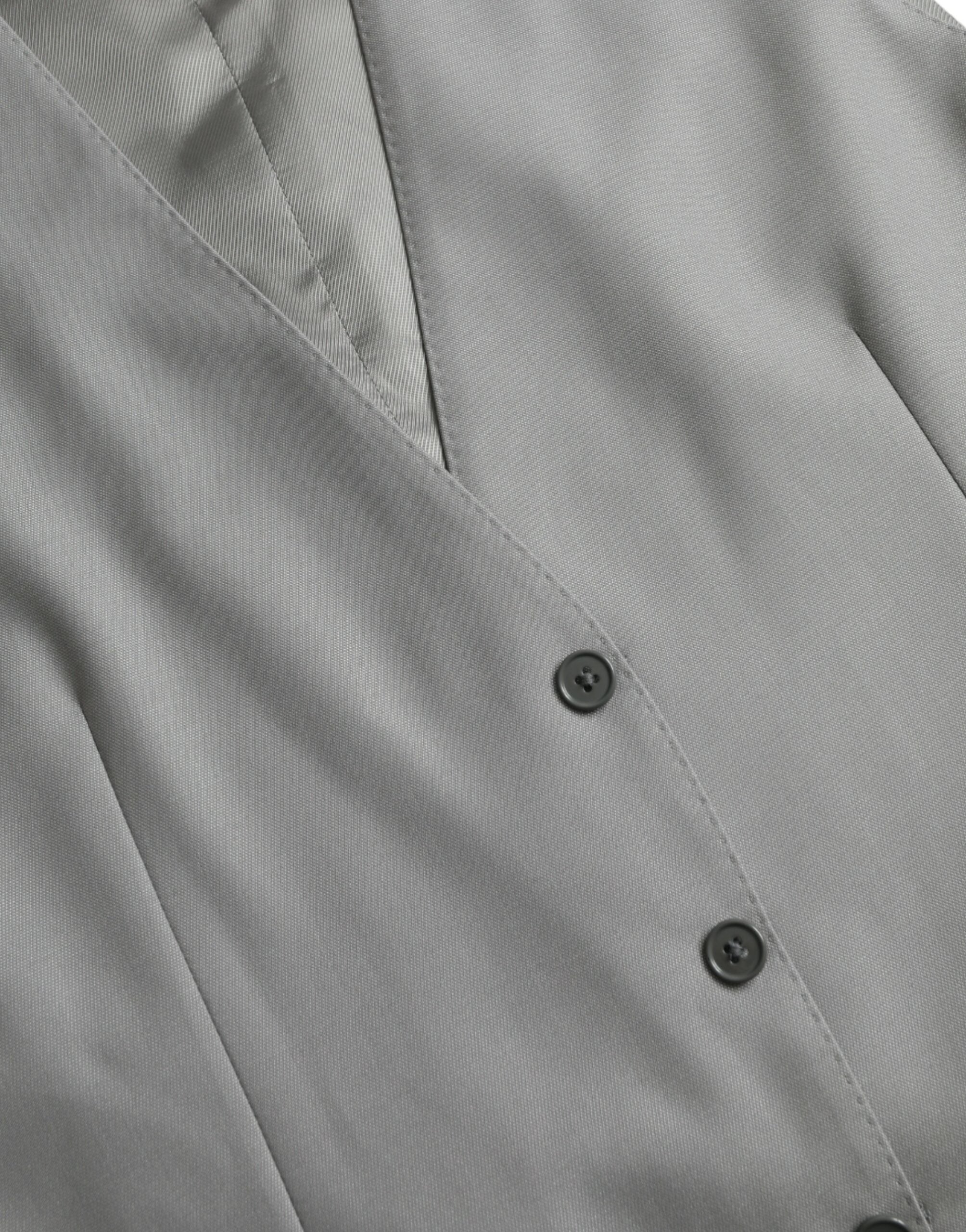 Light Gray Wool Formal Dress Waistcoat Vest - ventzia