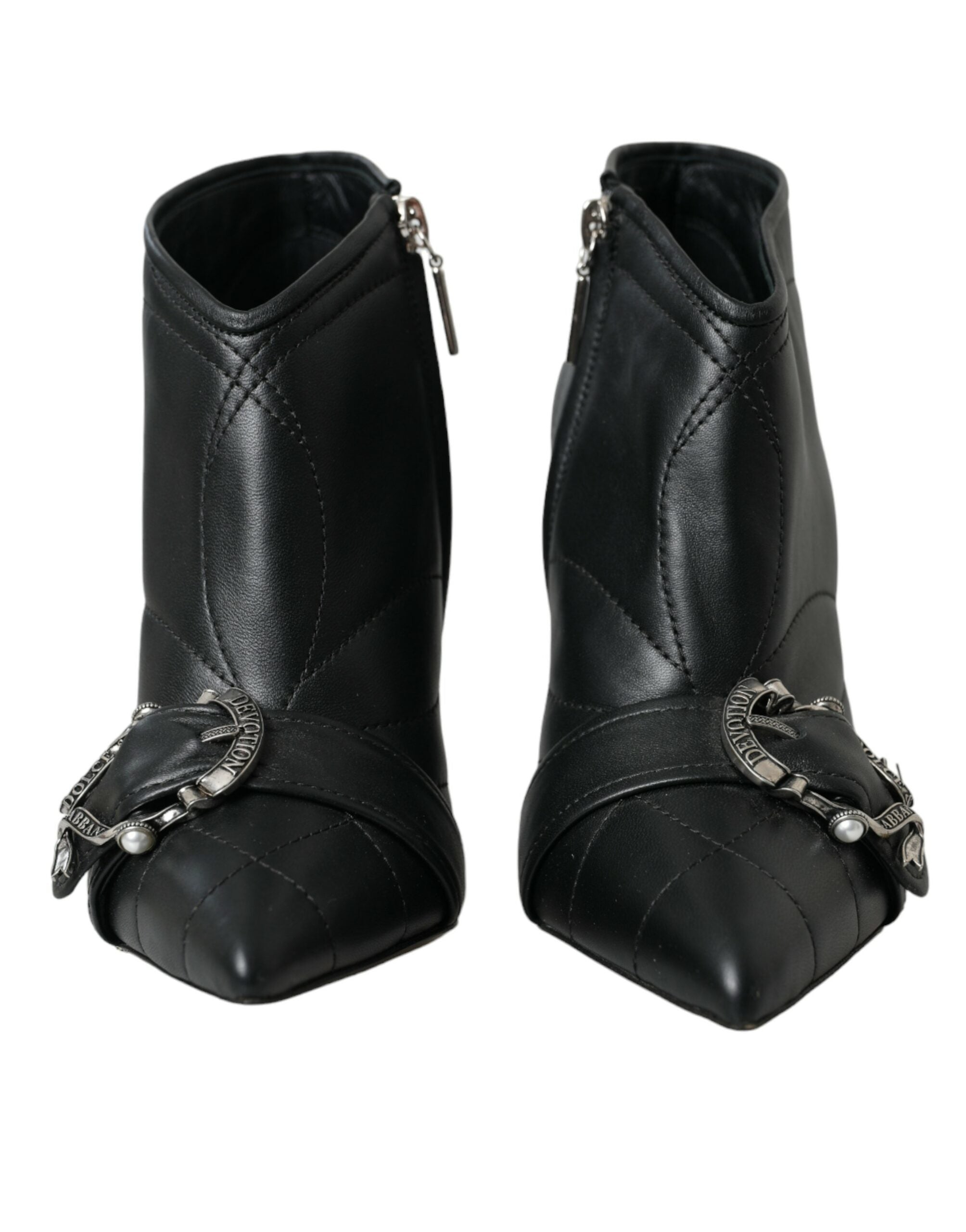 Black Devotion Quilted Buckled Boots Shoes - ventzia