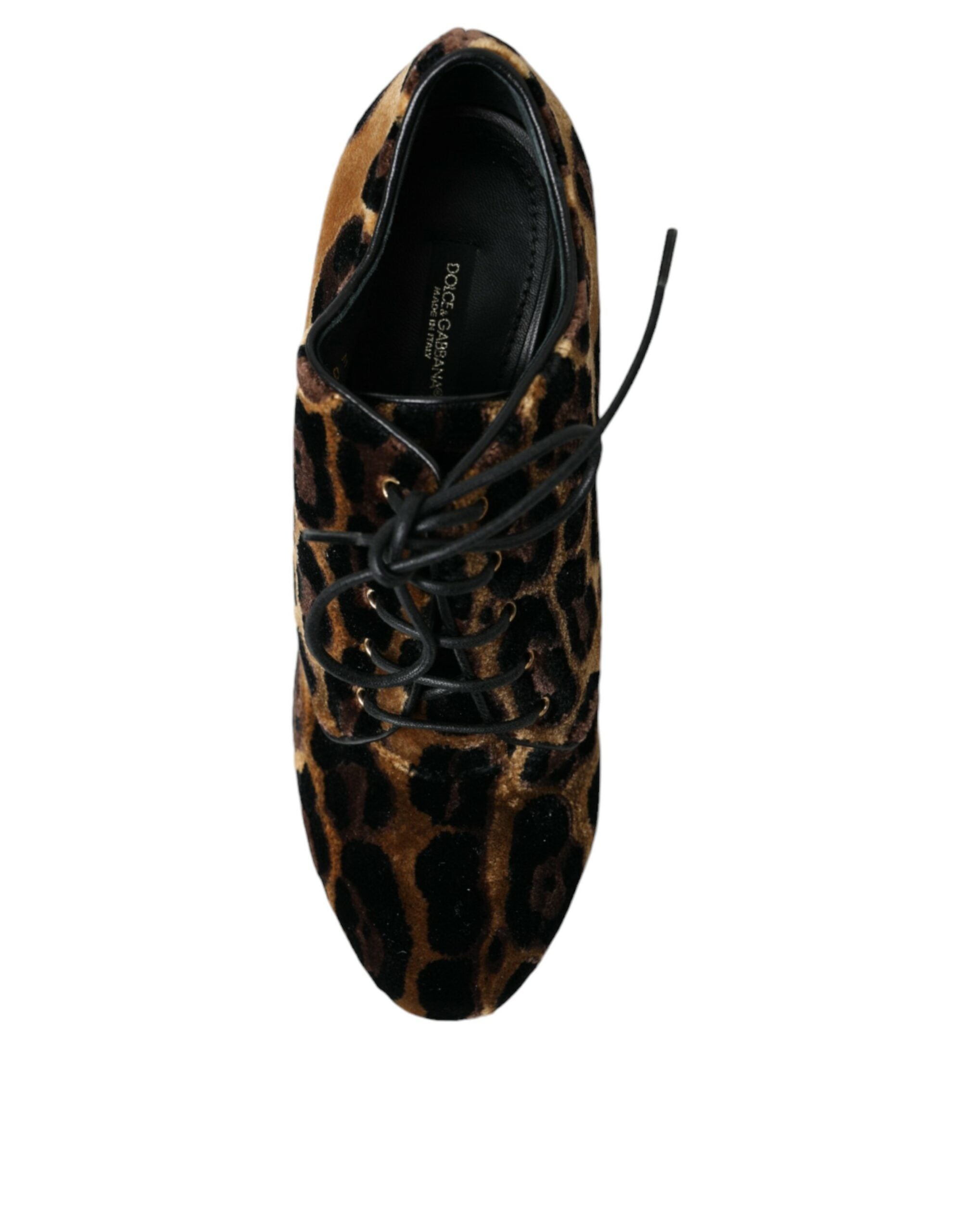 Brown Leopard Hair Lace Up Booties Shoes - ventzia