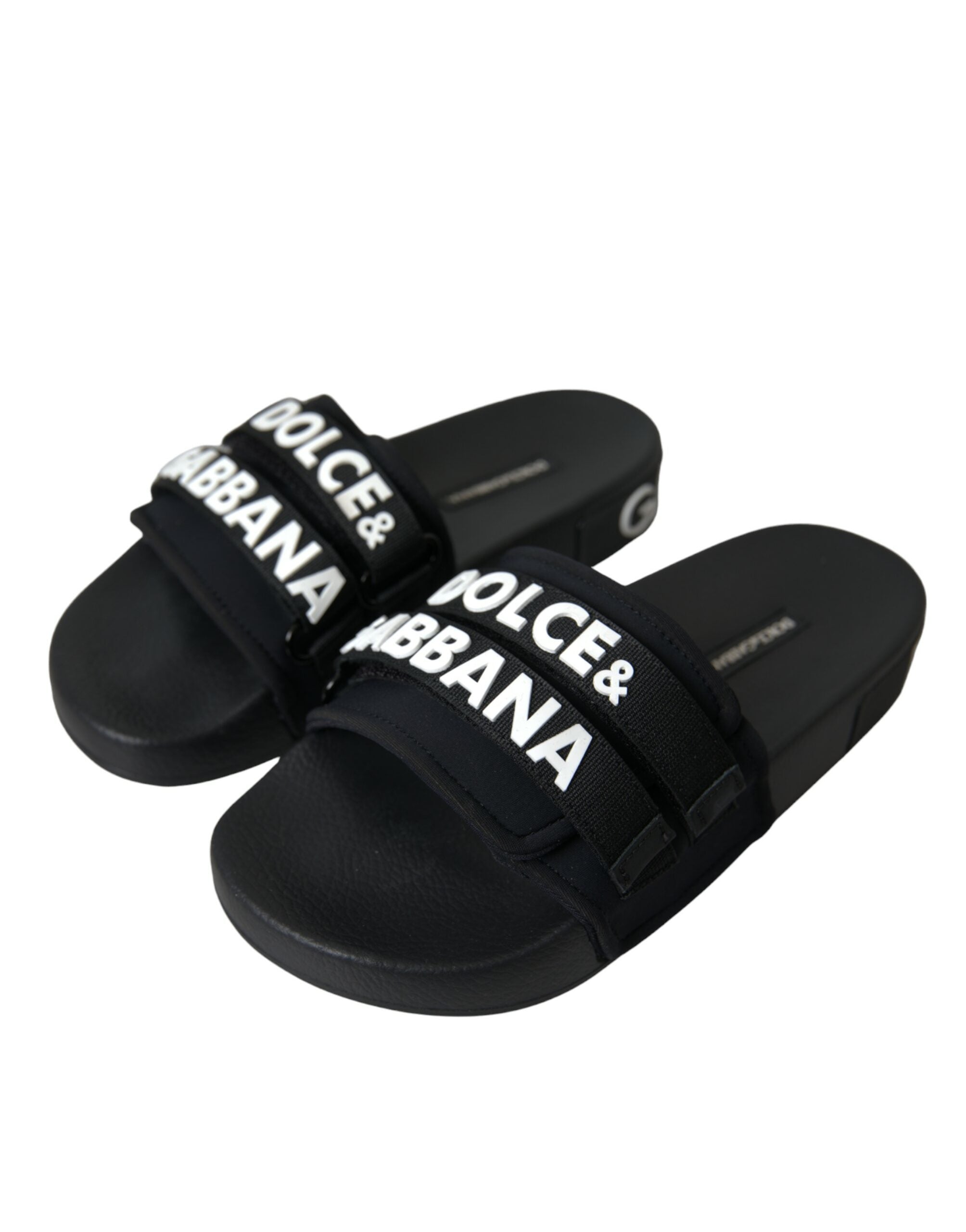 Black Neoprene Slides Flats Beachwear Shoes - ventzia