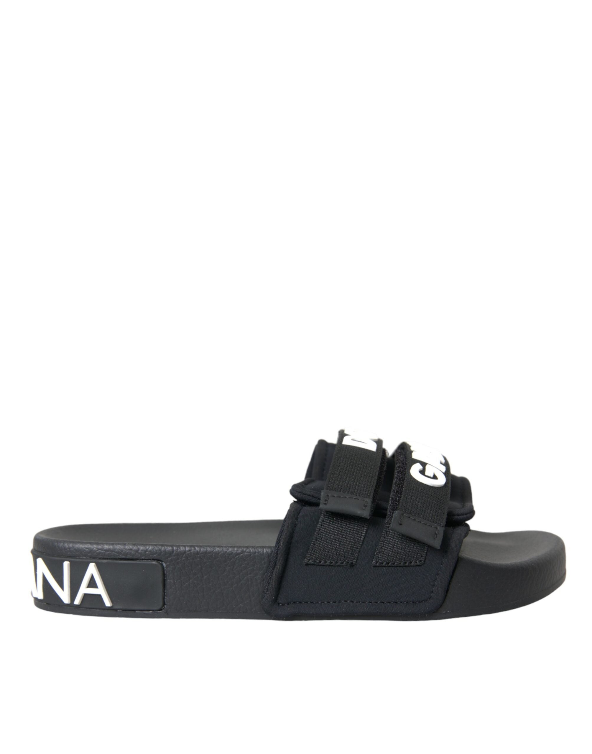Black Neoprene Slides Flats Beachwear Shoes - ventzia