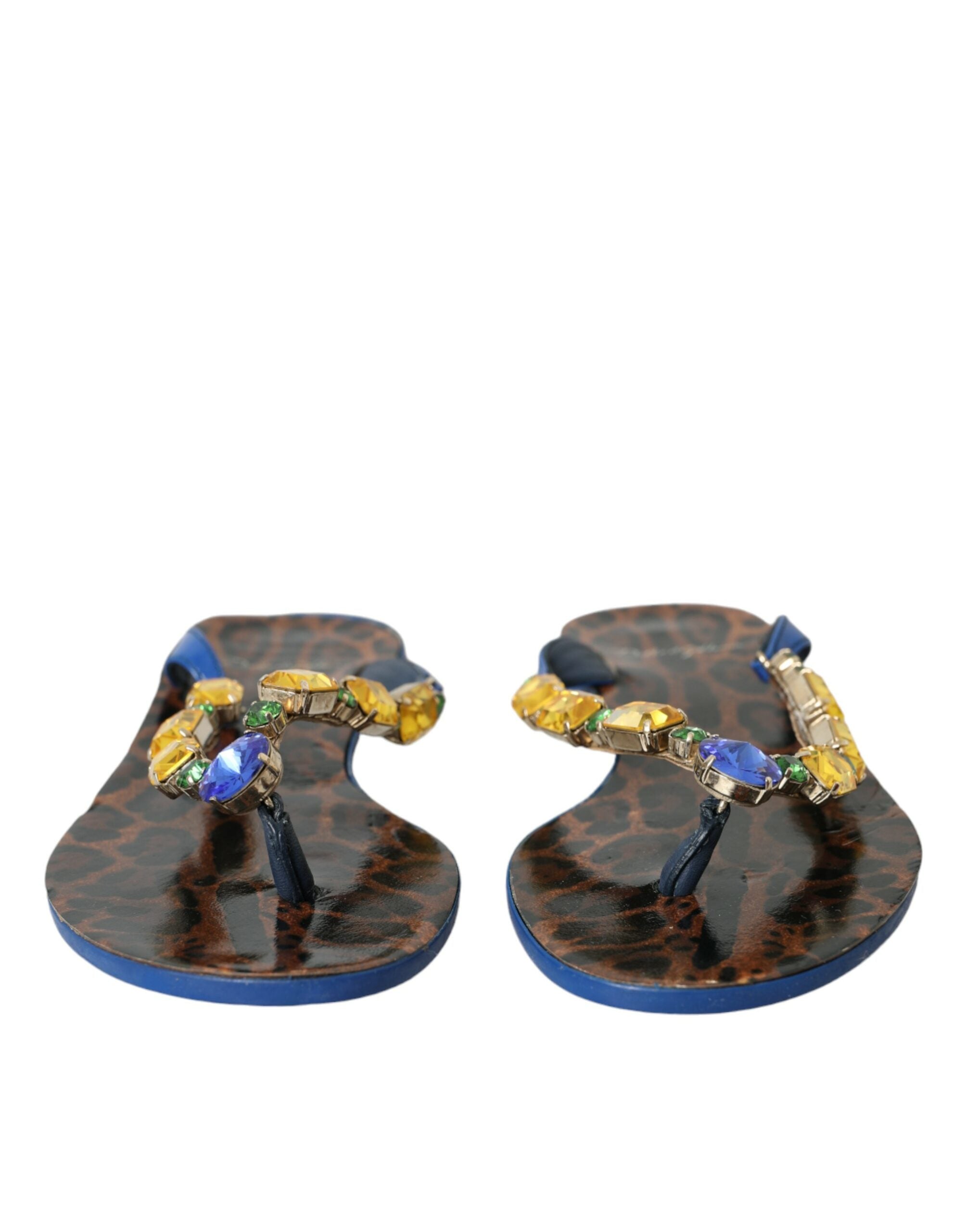 Blue Crystal Calf Leather Beachwear Shoes - ventzia