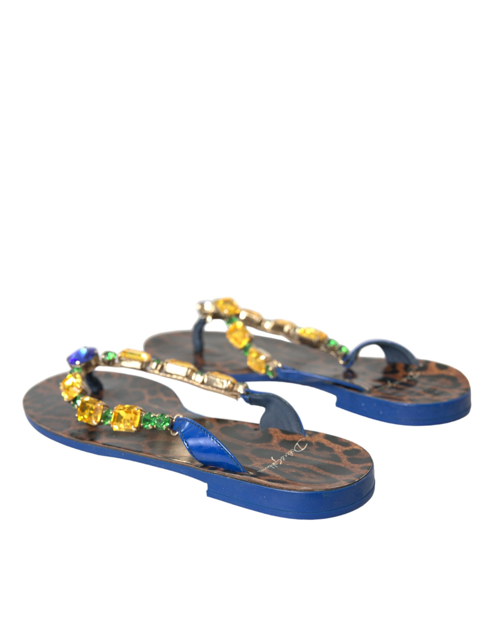 Blue Crystal Calf Leather Beachwear Shoes - ventzia