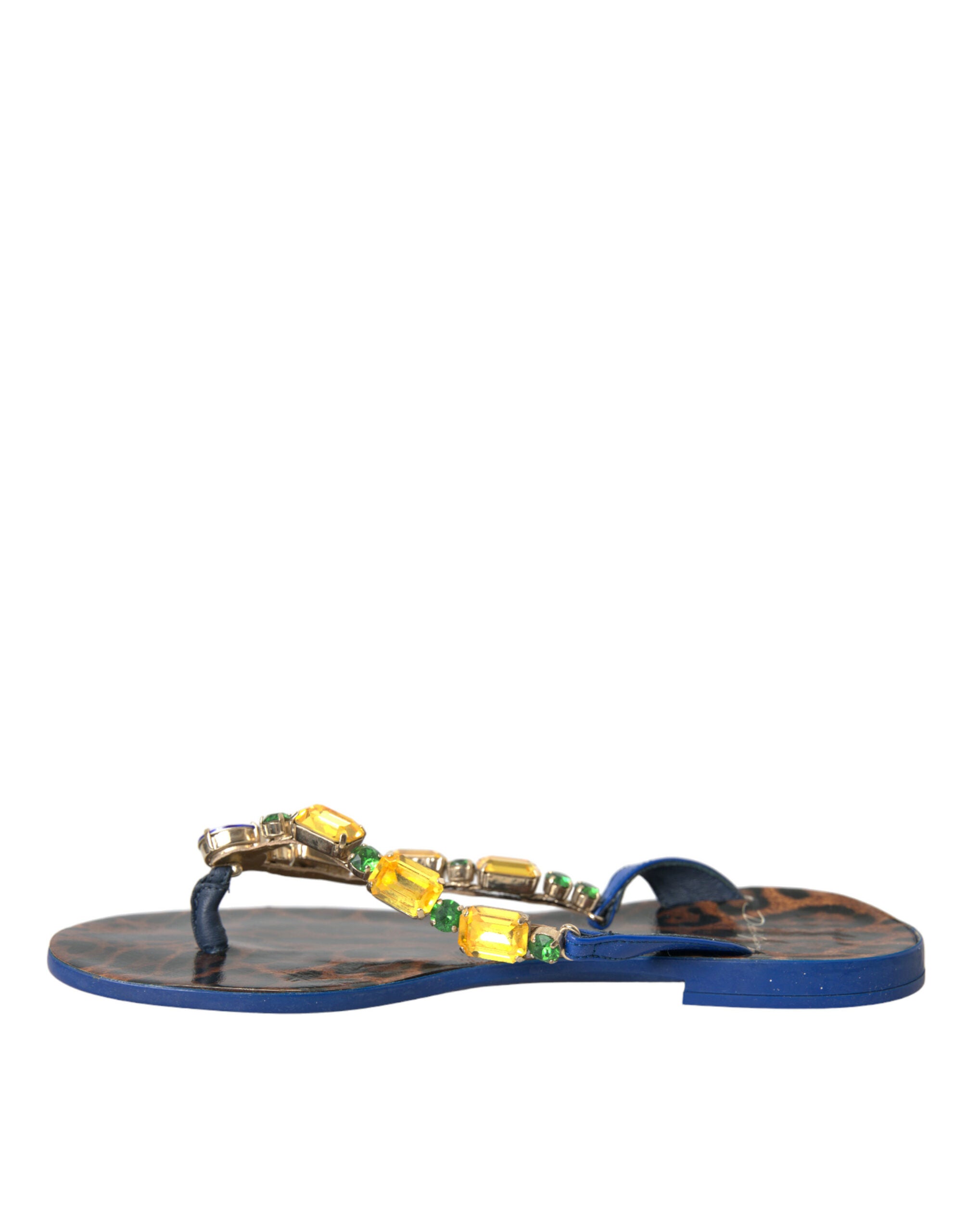 Blue Crystal Calf Leather Beachwear Shoes - ventzia