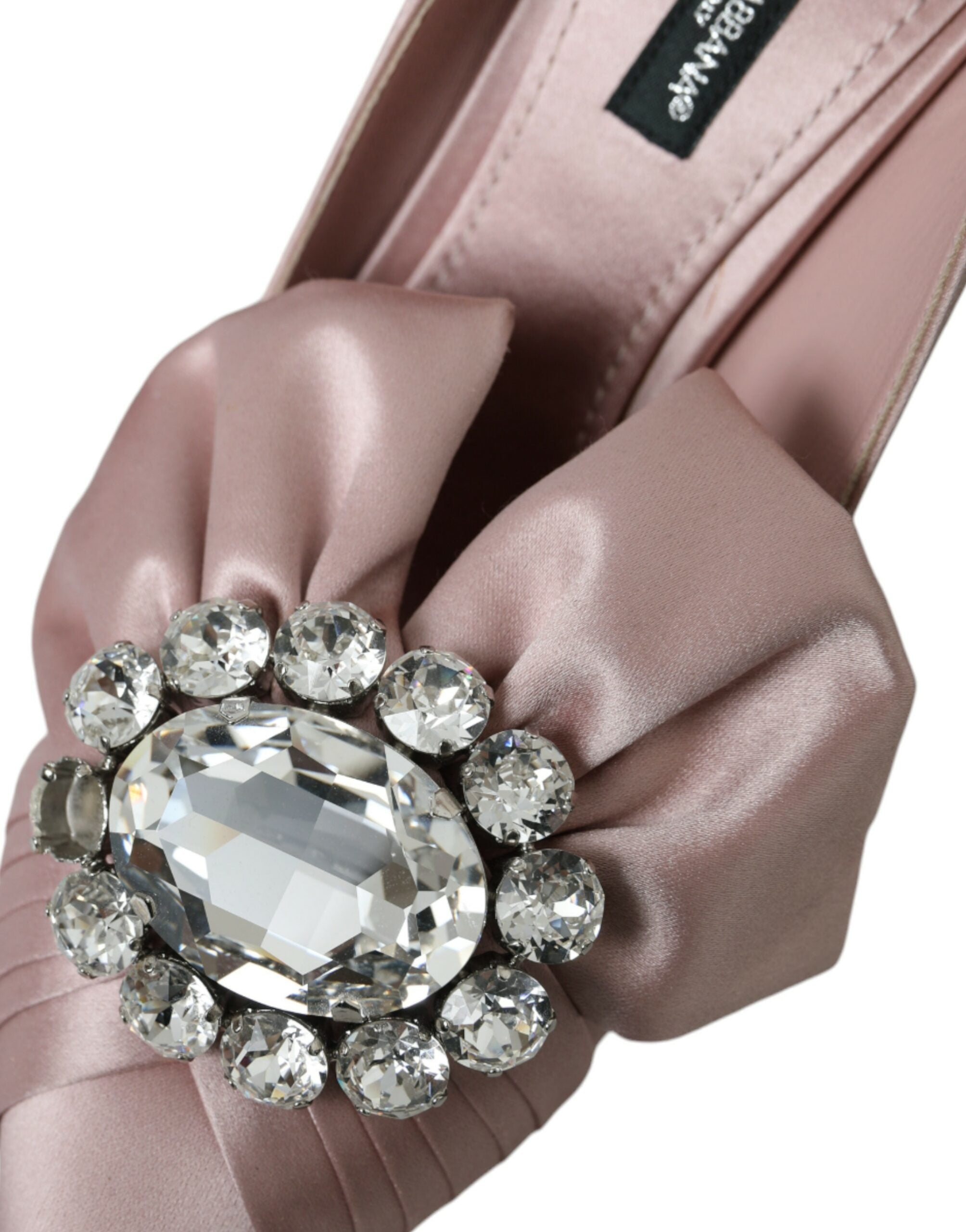 Pink Satin Crystal High Heels Pumps Shoes - ventzia